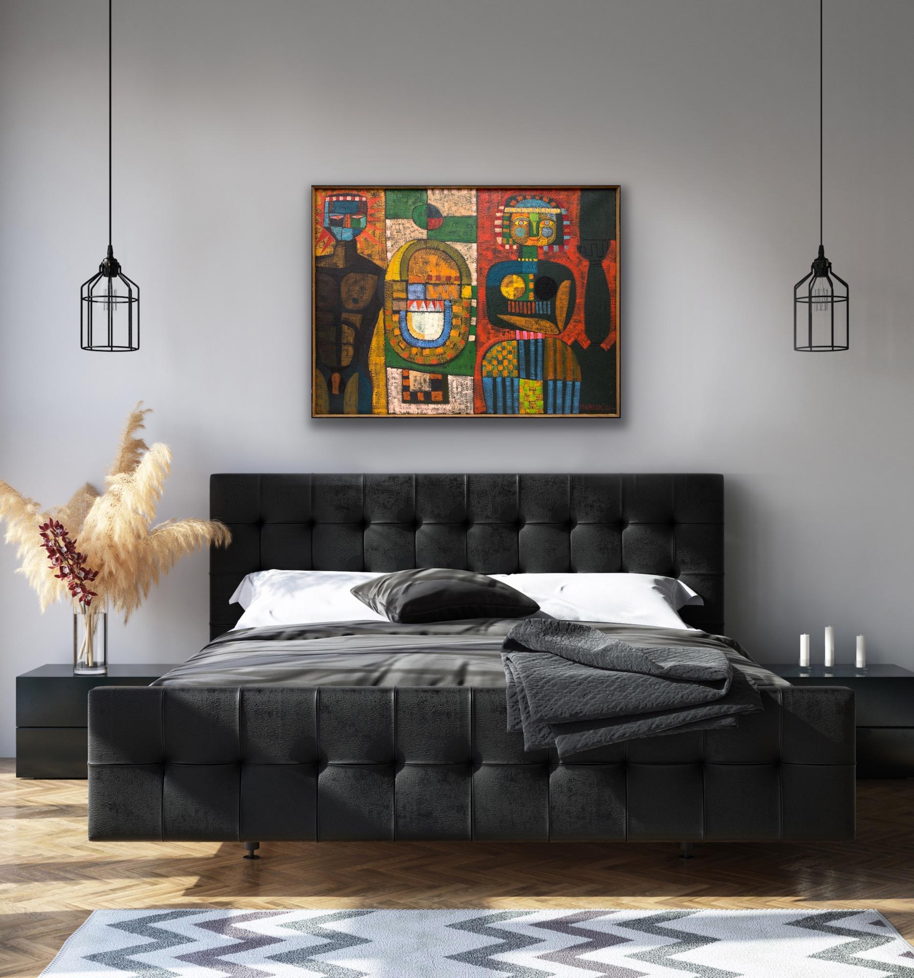 The Return Of Ulysses, 1960s Mid Century Modern Abstract Figural Cubist Painting 8