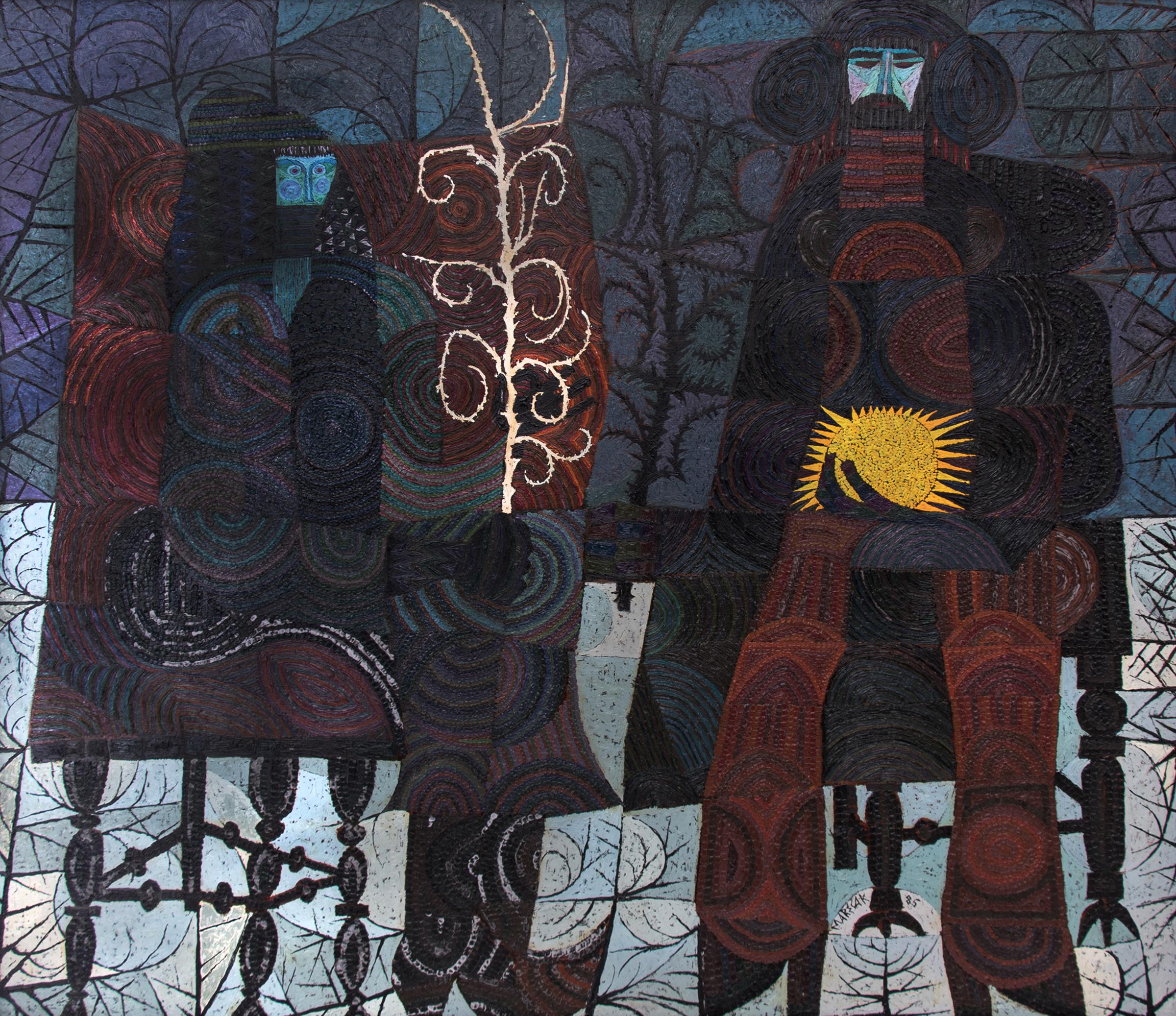 Winter Witches Contemplating the Return of Spring - Painting by Edward Marecak