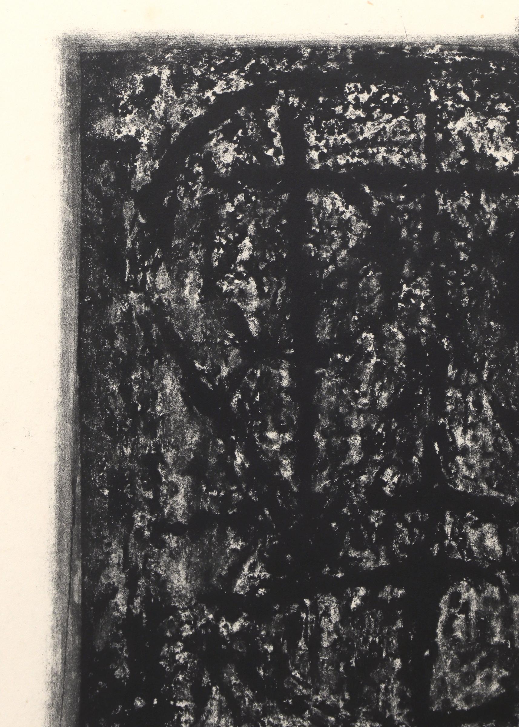 A Saint (2/8), Lithograph on Paper of a Figured Head, Black and White - Abstract Print by Edward Marecak