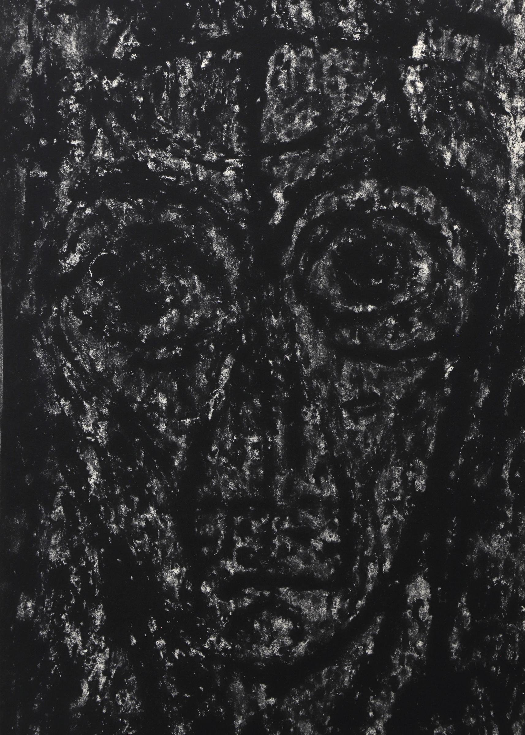 A Saint (2/8), Lithograph on Paper of a Figured Head, Black and White 1