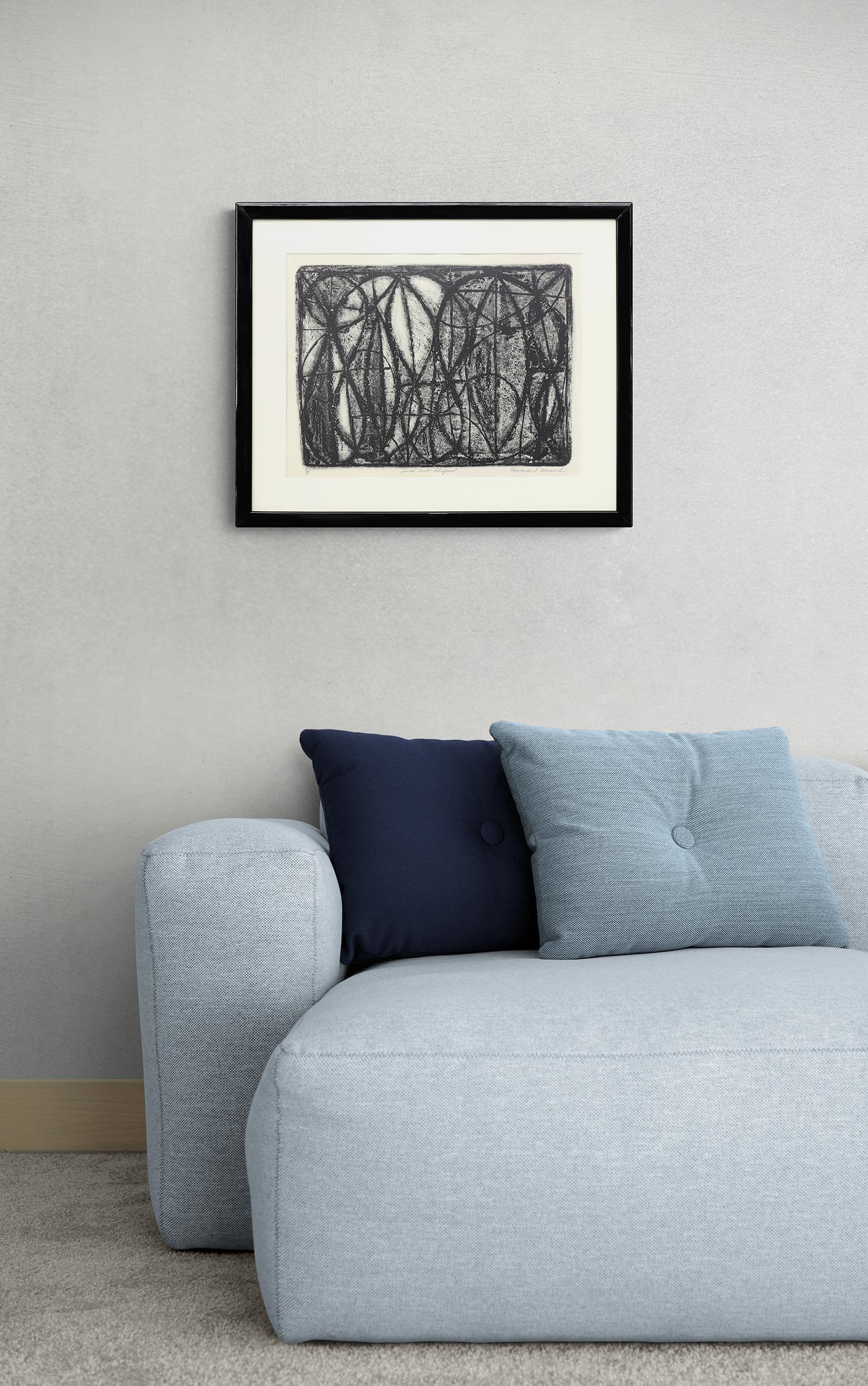 Lines and Shapes (6/8), Mid Century Modern Framed Black White Abstract Print 1