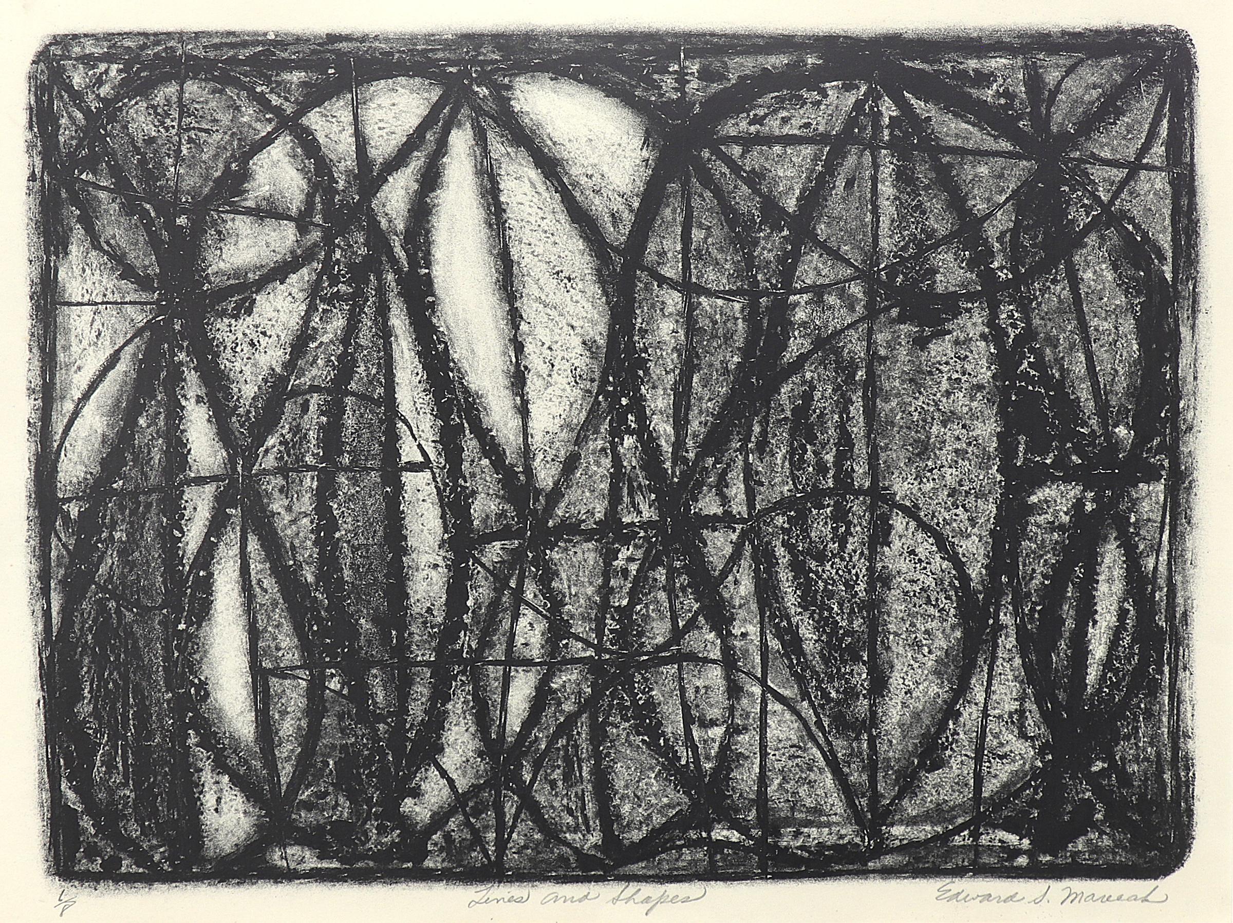 Lines and Shapes (6/8), Mid Century Modern Framed Black White Abstract Print 2