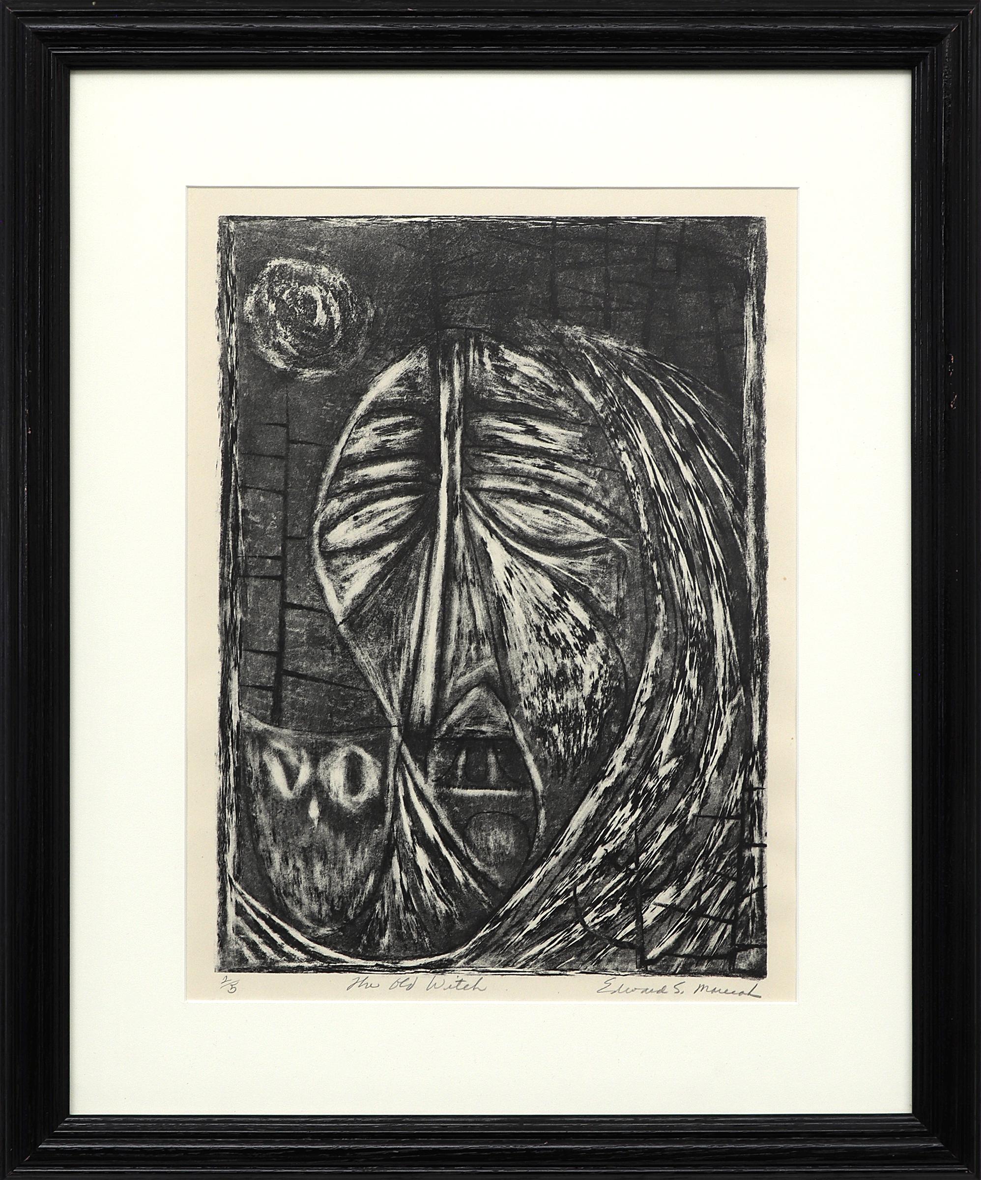 The Old Witch (Ed's Last Litho) (2/5), Framed 1940s Lithograph Abstract Portrait