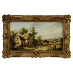 Antique Edward Masters, Farmyard, Oil Painting Ca. 1878