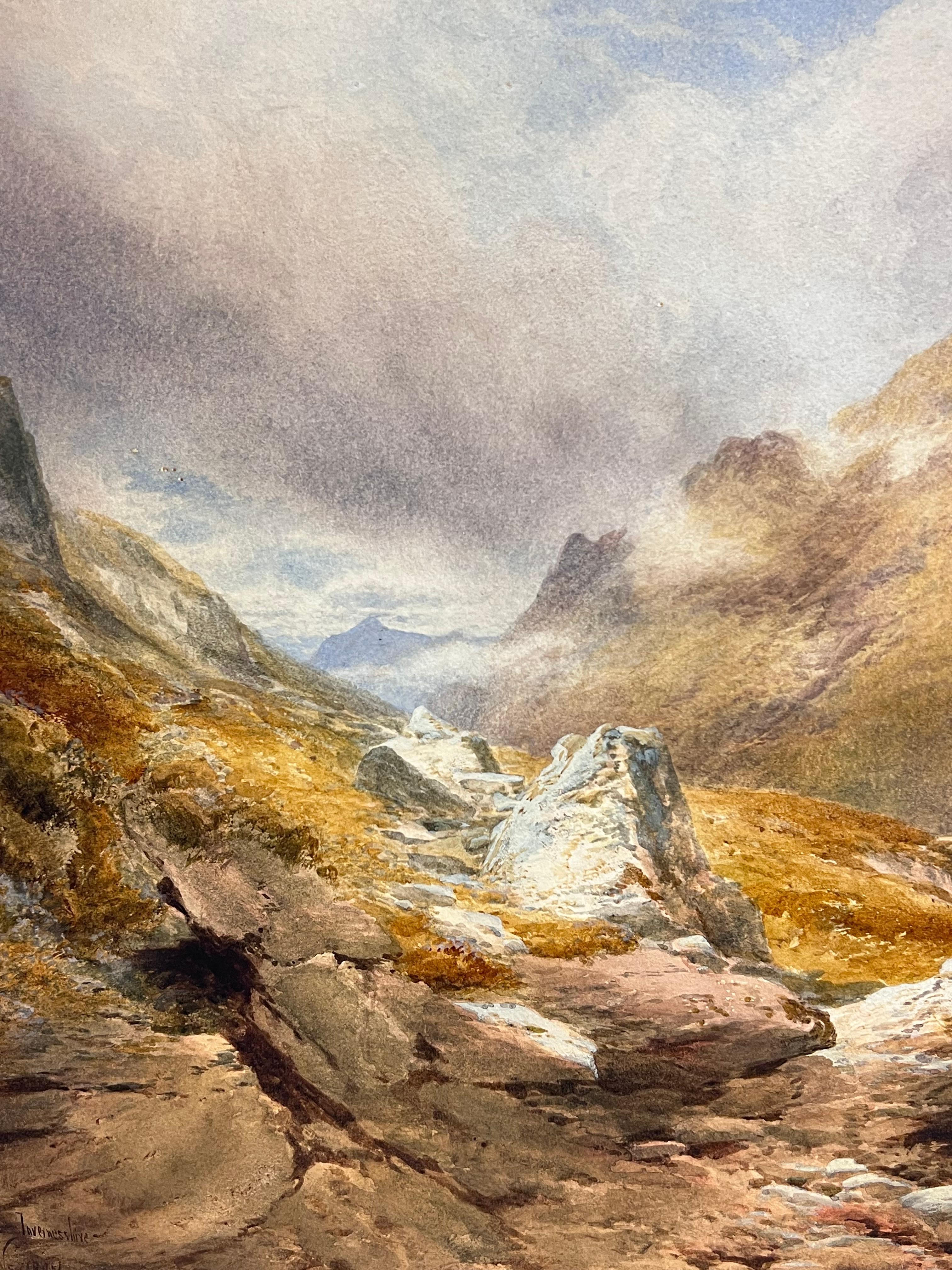 Huge 19th Century Scottish Watercolor Painting Loch Ness Scotland Highland View For Sale 1