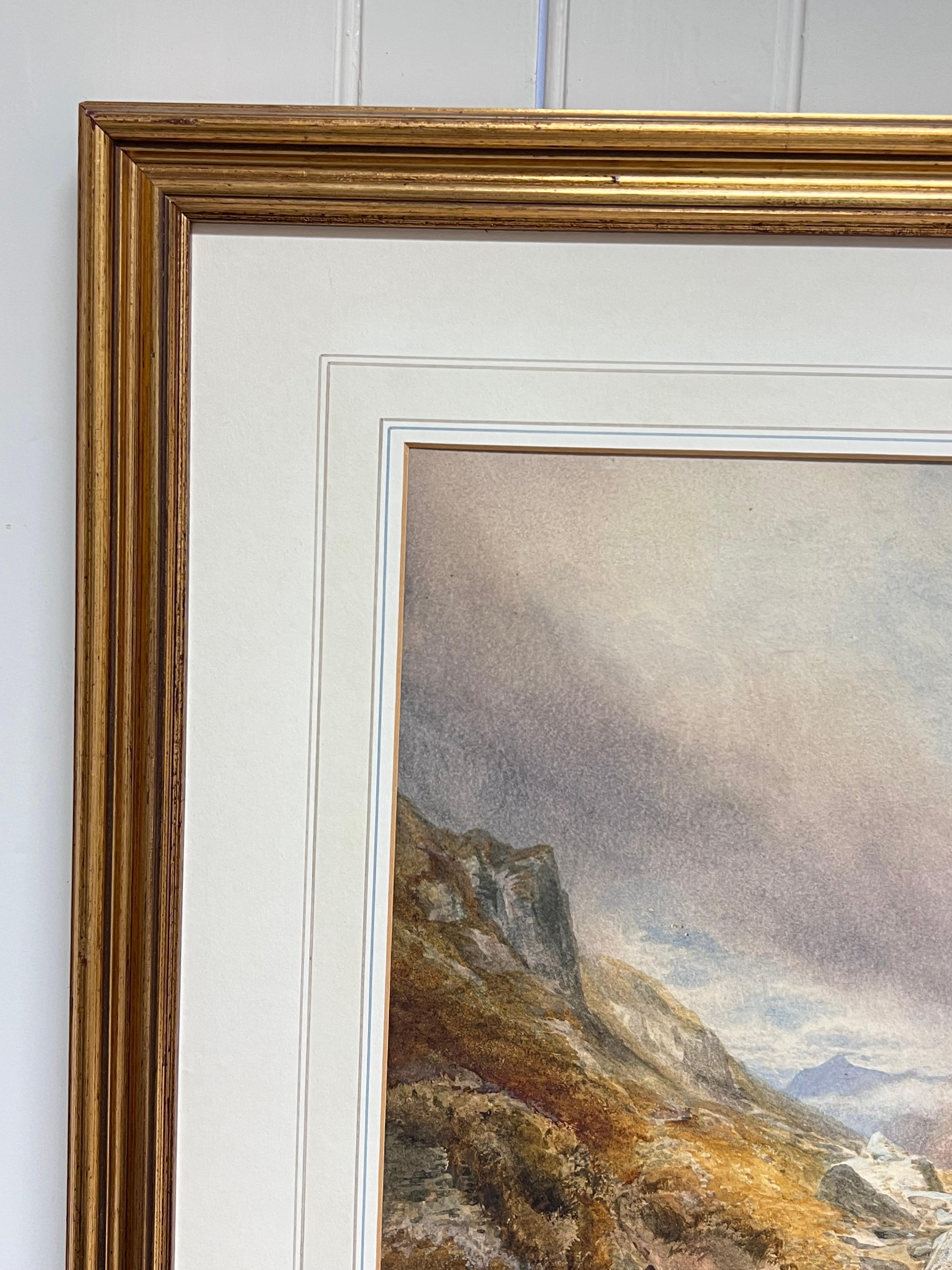 Huge 19th Century Scottish Watercolor Painting Loch Ness Scotland Highland View For Sale 2