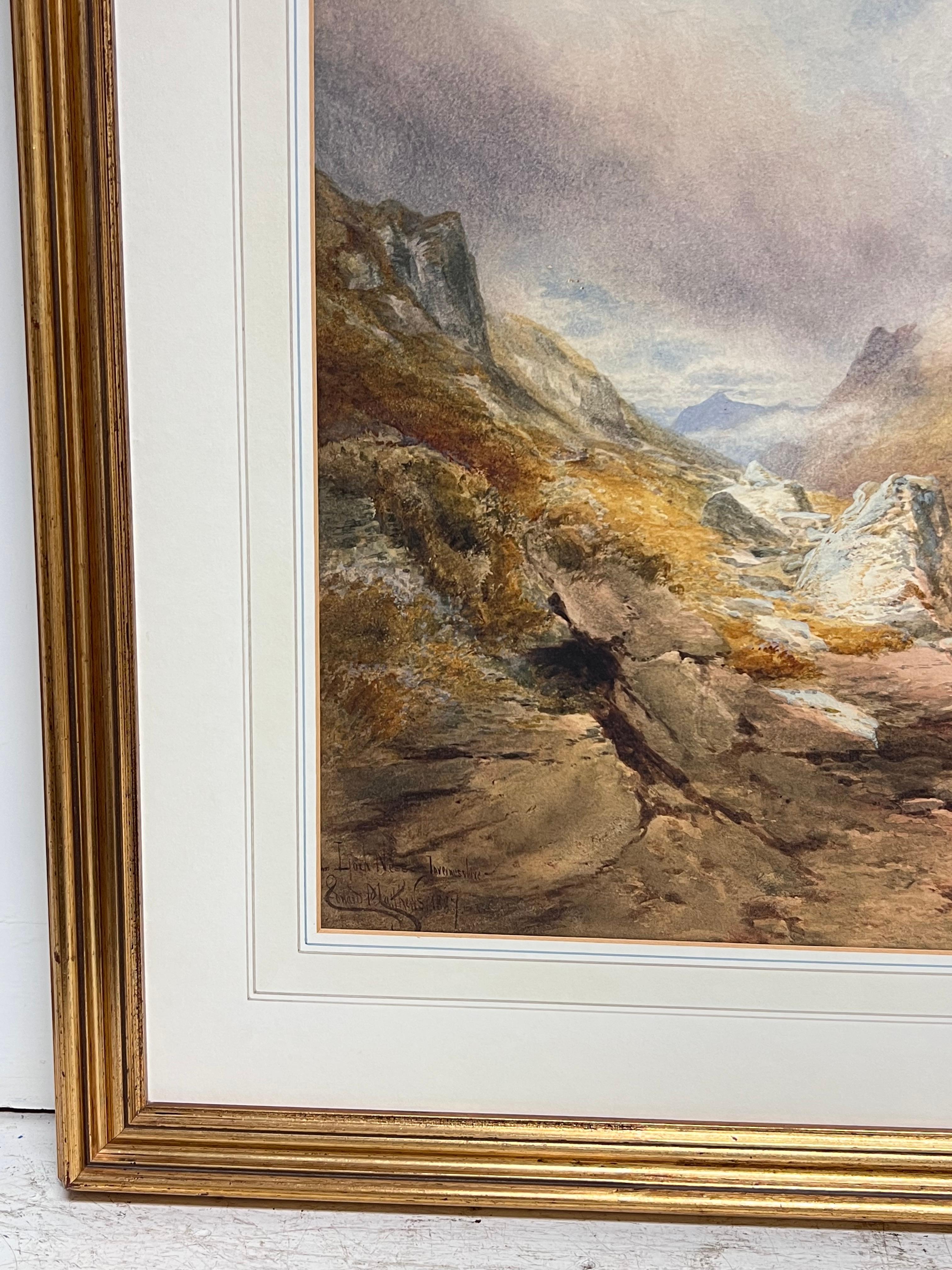 Huge 19th Century Scottish Watercolor Painting Loch Ness Scotland Highland View For Sale 3