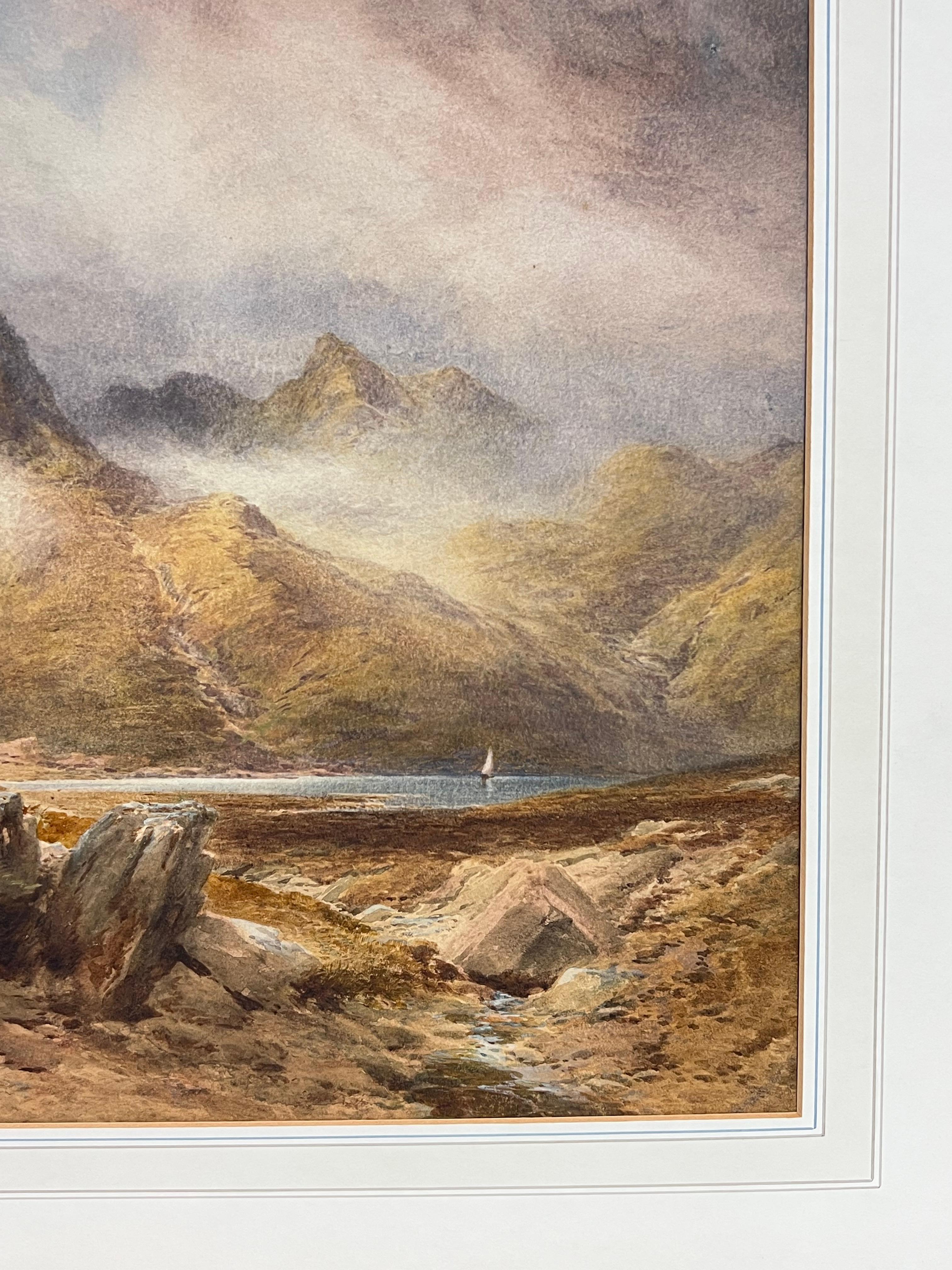 Huge 19th Century Scottish Watercolor Painting Loch Ness Scotland Highland View For Sale 4