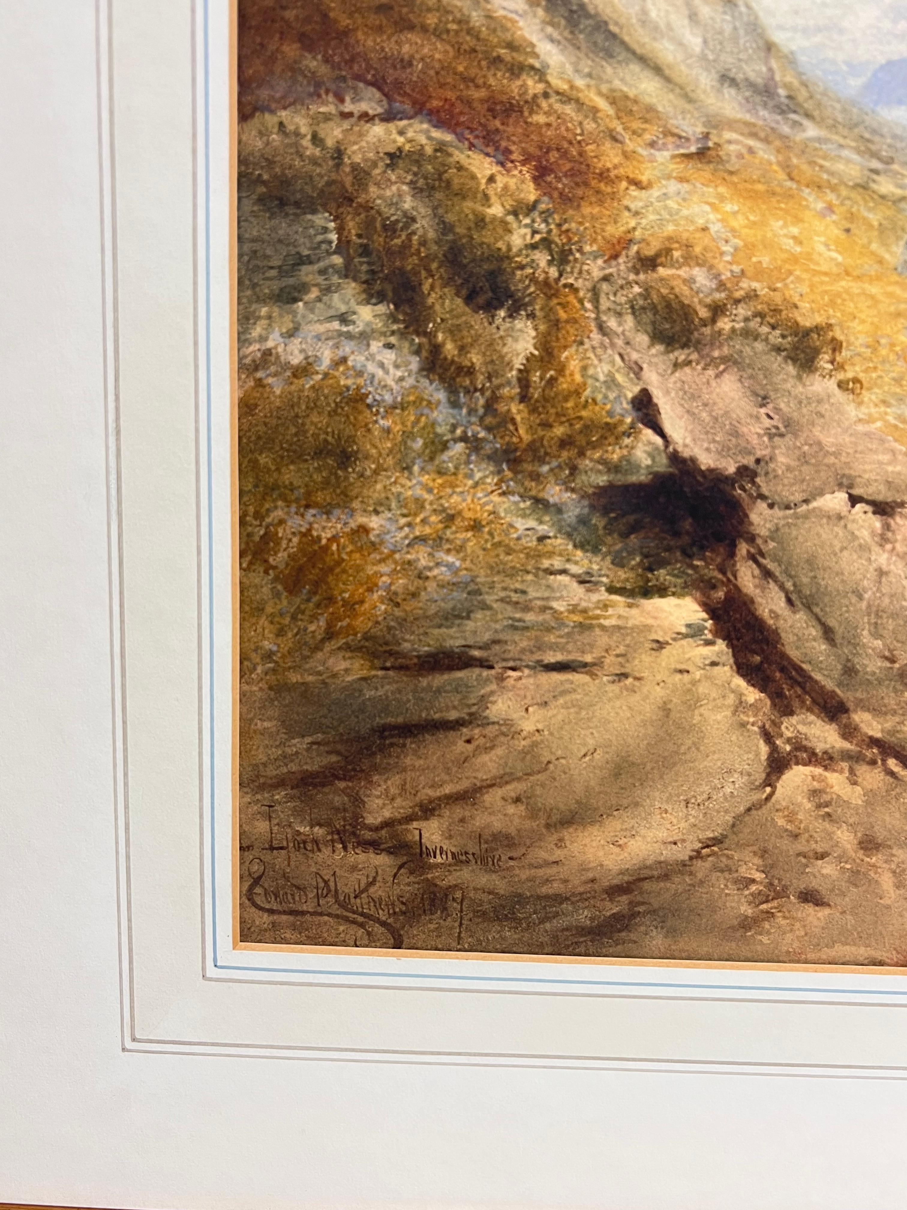 Huge 19th Century Scottish Watercolor Painting Loch Ness Scotland Highland View For Sale 5