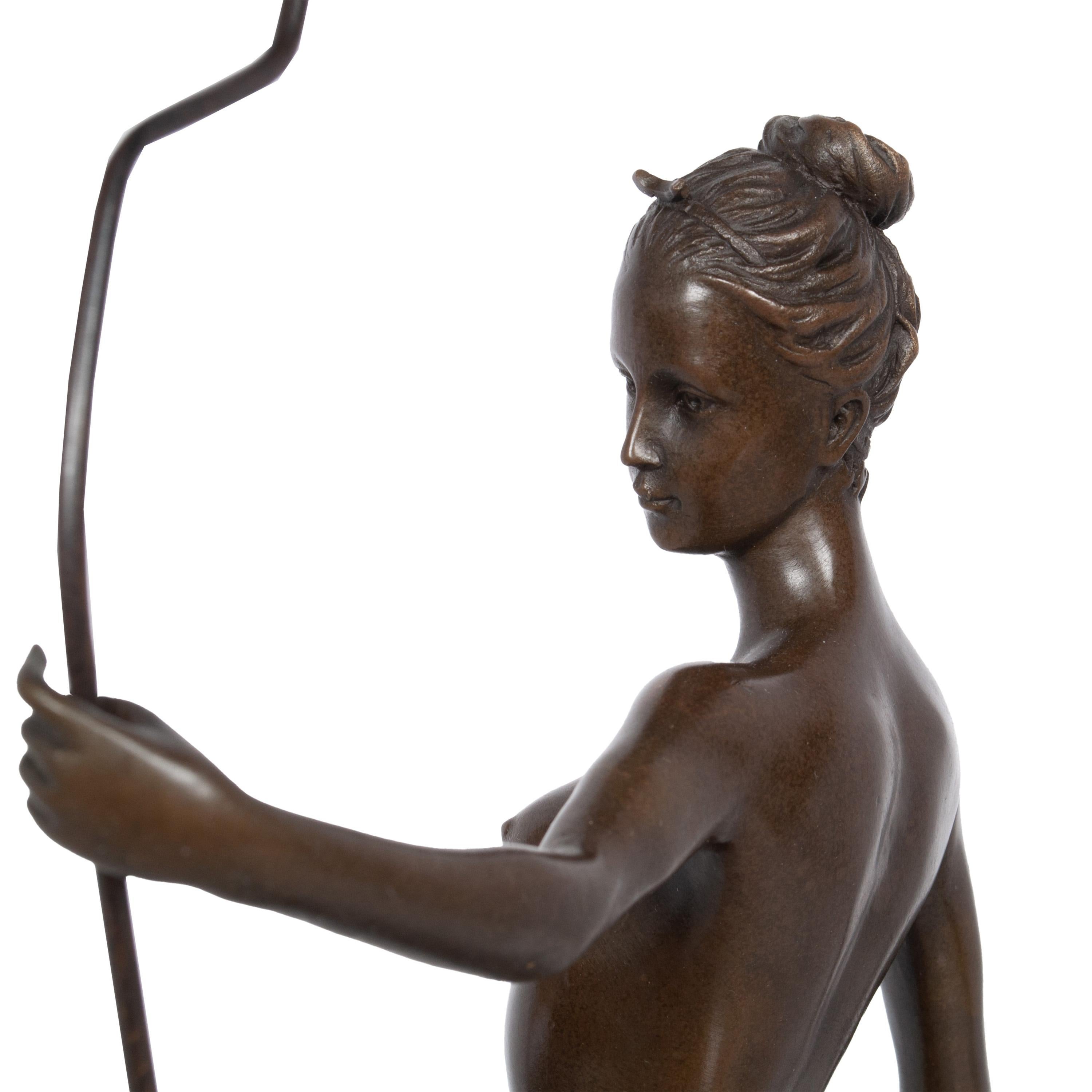 Antique American Art Deco Bronze Sculpture Statue of Diana French Foundry Stamp 10