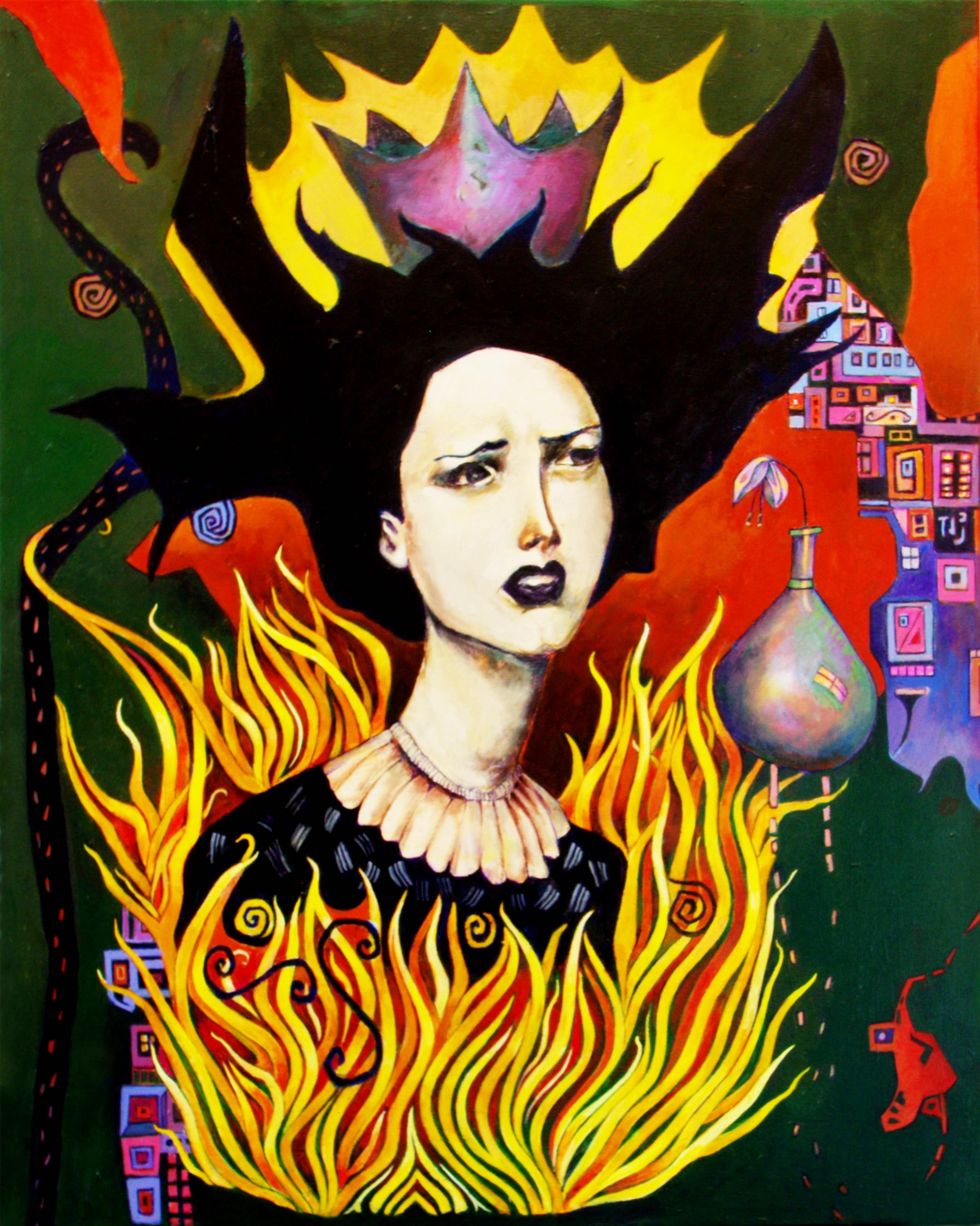 Edward McHugh Portrait Painting - A Woman Inflamed, Original Painting
