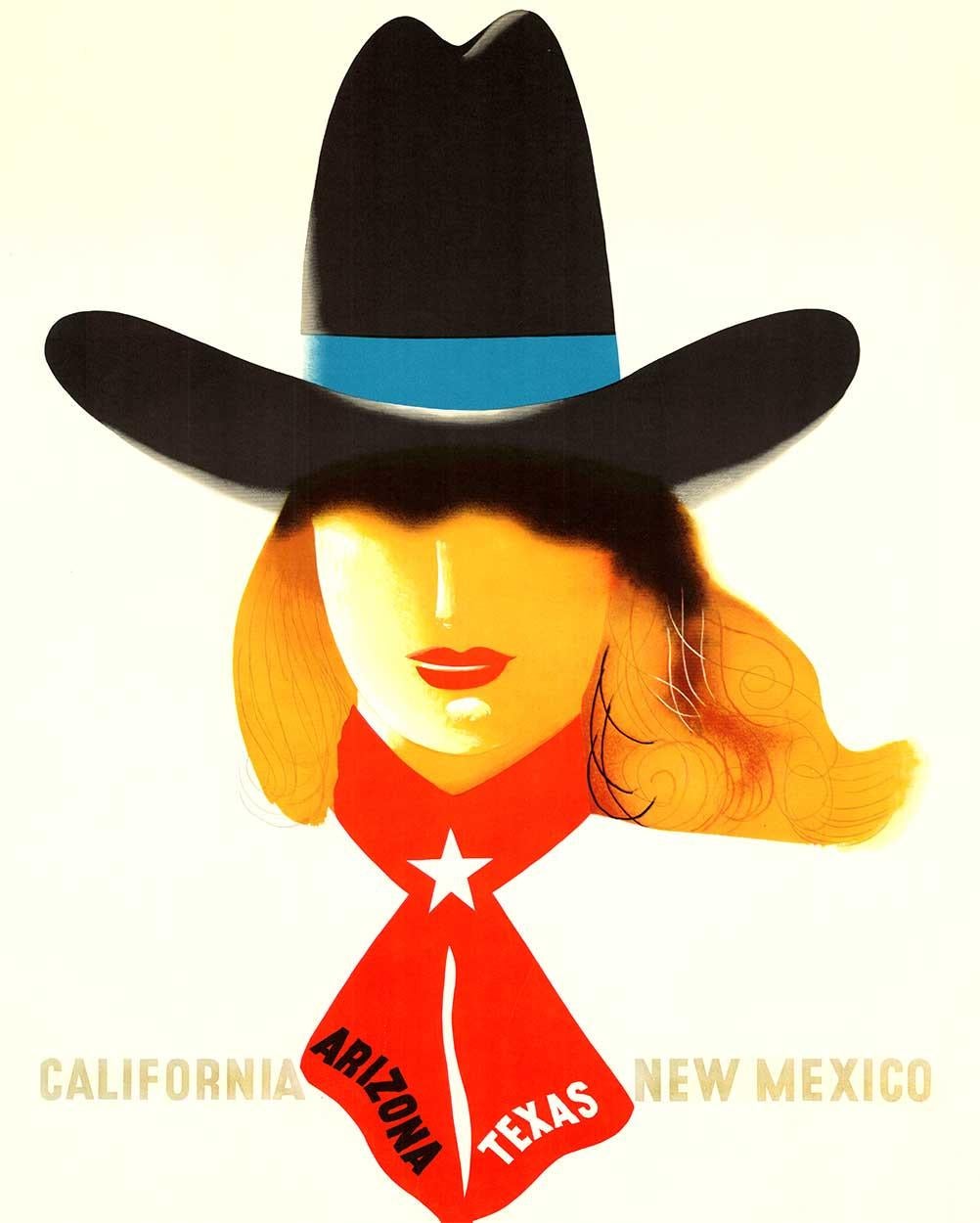 American Airlines - Californie Arizona Texas Nouveau Mexique, 1948 - Print de Edward McKnight Kauffer