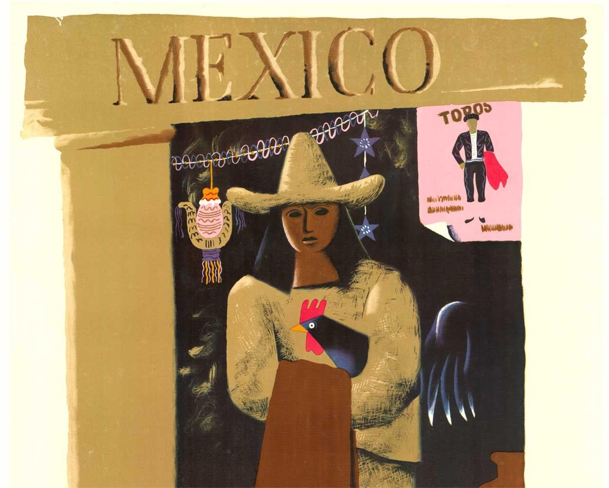 Original Pan American Mexico vintage travel poster - Print by Edward McKnight Kauffer