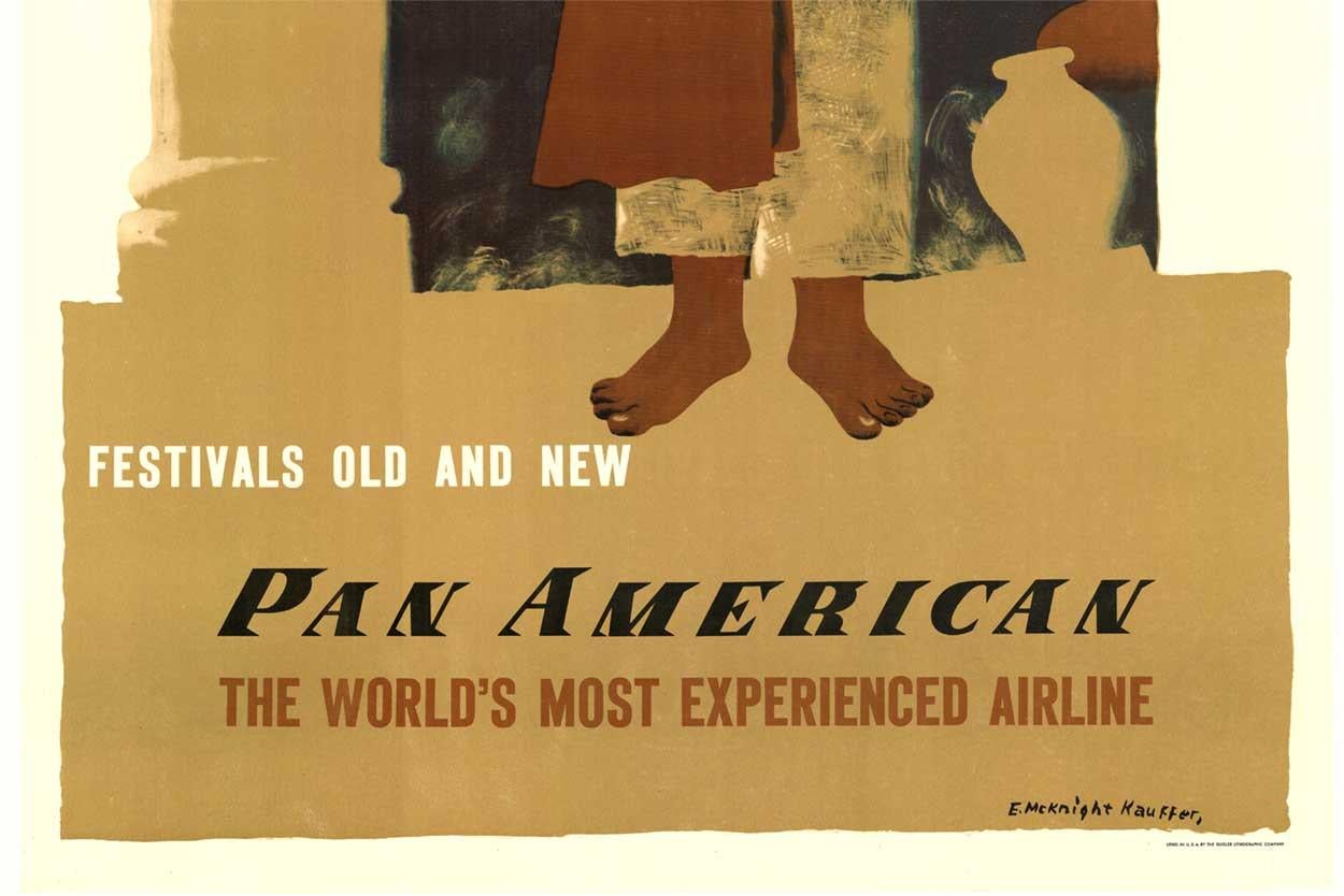 Original Pan American Mexico vintage travel poster - American Modern Print by Edward McKnight Kauffer
