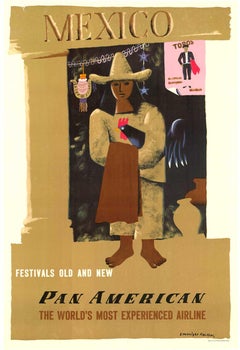 Original Pan American Mexico vintage travel poster