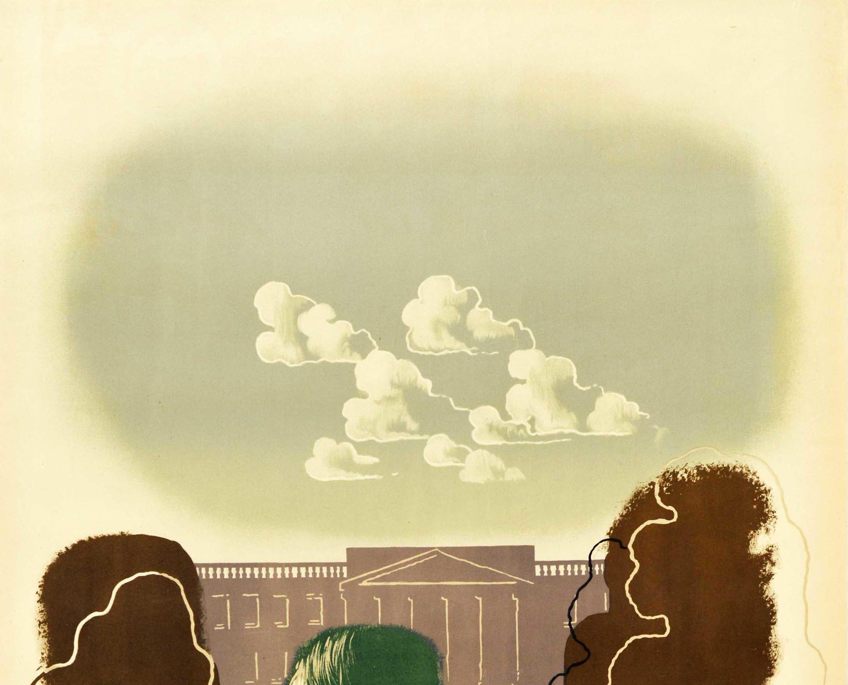 Original Vintage London Transport Poster Buckingham Palace London St James Park (Beige), Print, von Edward McKnight Kauffer