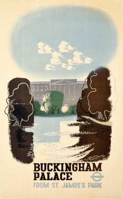 Affiche rétro originale des transports à Londres, Palais de Buckingham, McKnight Kauffer Art