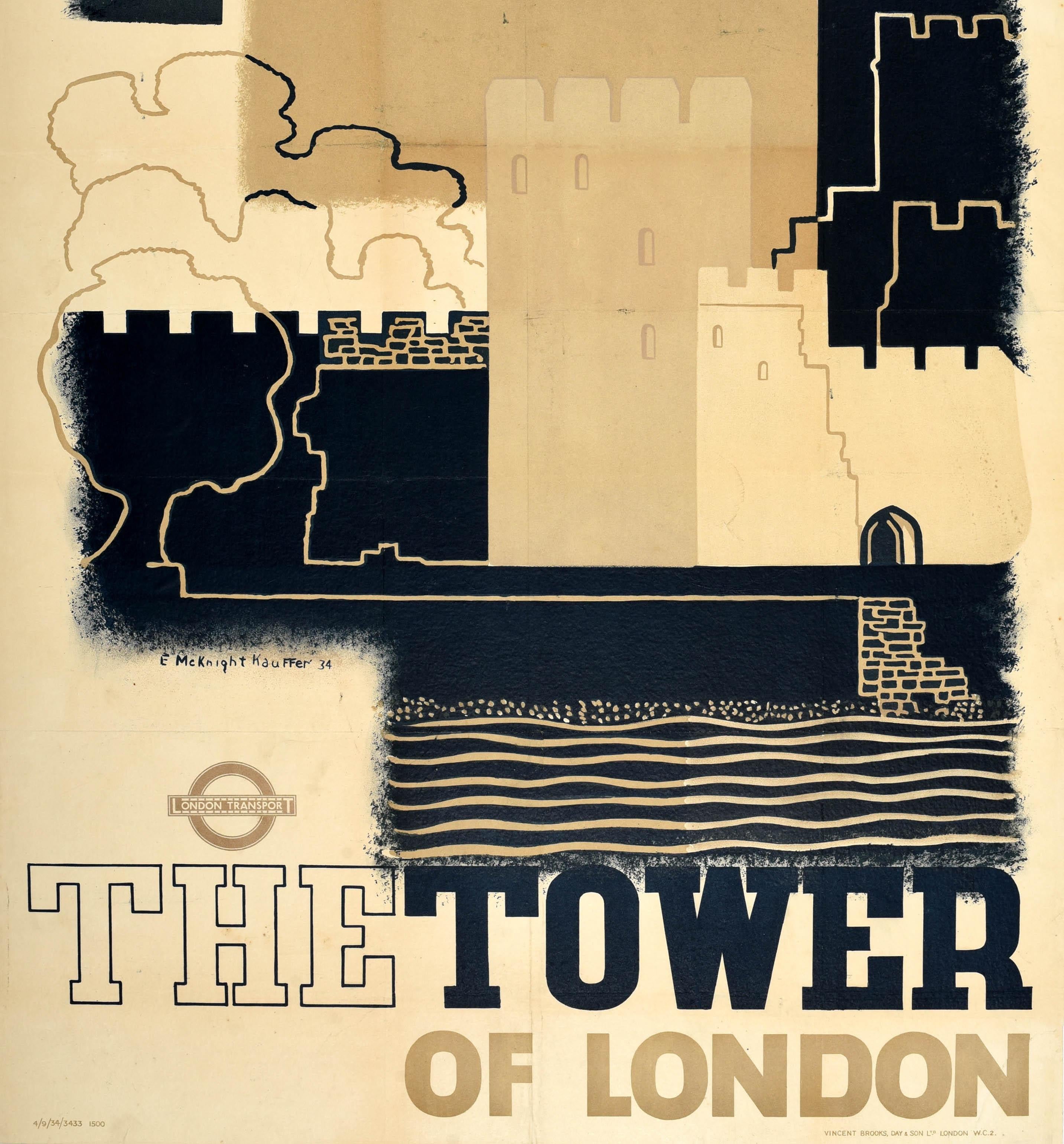 Poster originale d'epoca della metropolitana di Londra Torre di Londra McKnight Kauffer Art 1