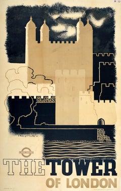 Poster originale d'epoca della metropolitana di Londra Torre di Londra McKnight Kauffer Art
