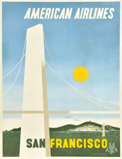 Original Vintage Travel Poster San Francisco American Airlines McKnight Kauffer