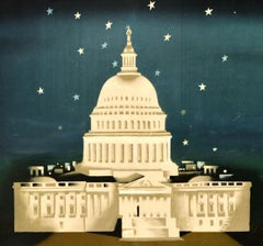 Original Vintage Travel Poster Washington American Airlines McKnight Kauffer USA