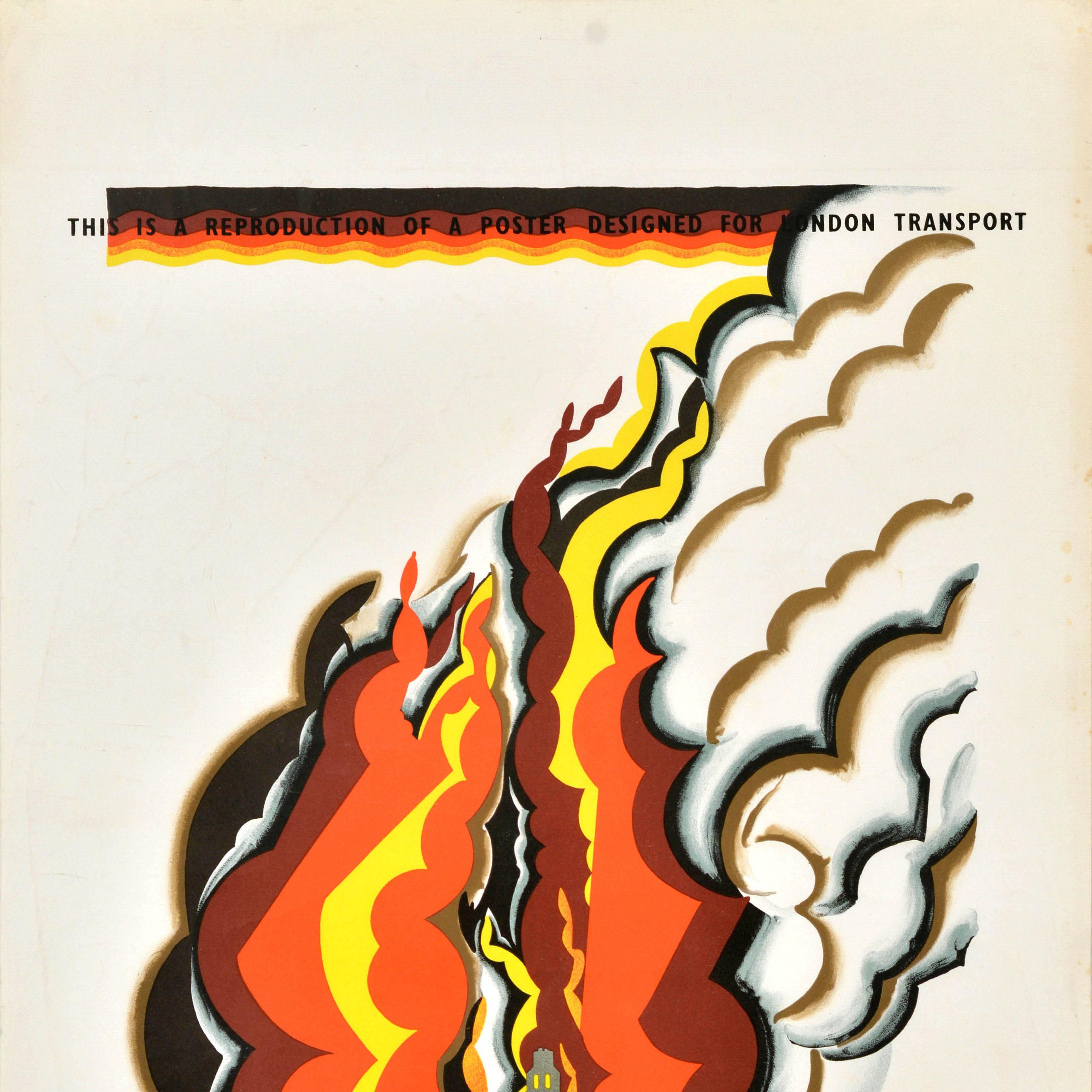 Vintage offizielles Reproduktionsplakat „Great Fire Of London Transport Kauffer“, Vintage (Beige), Print, von Edward McKnight Kauffer
