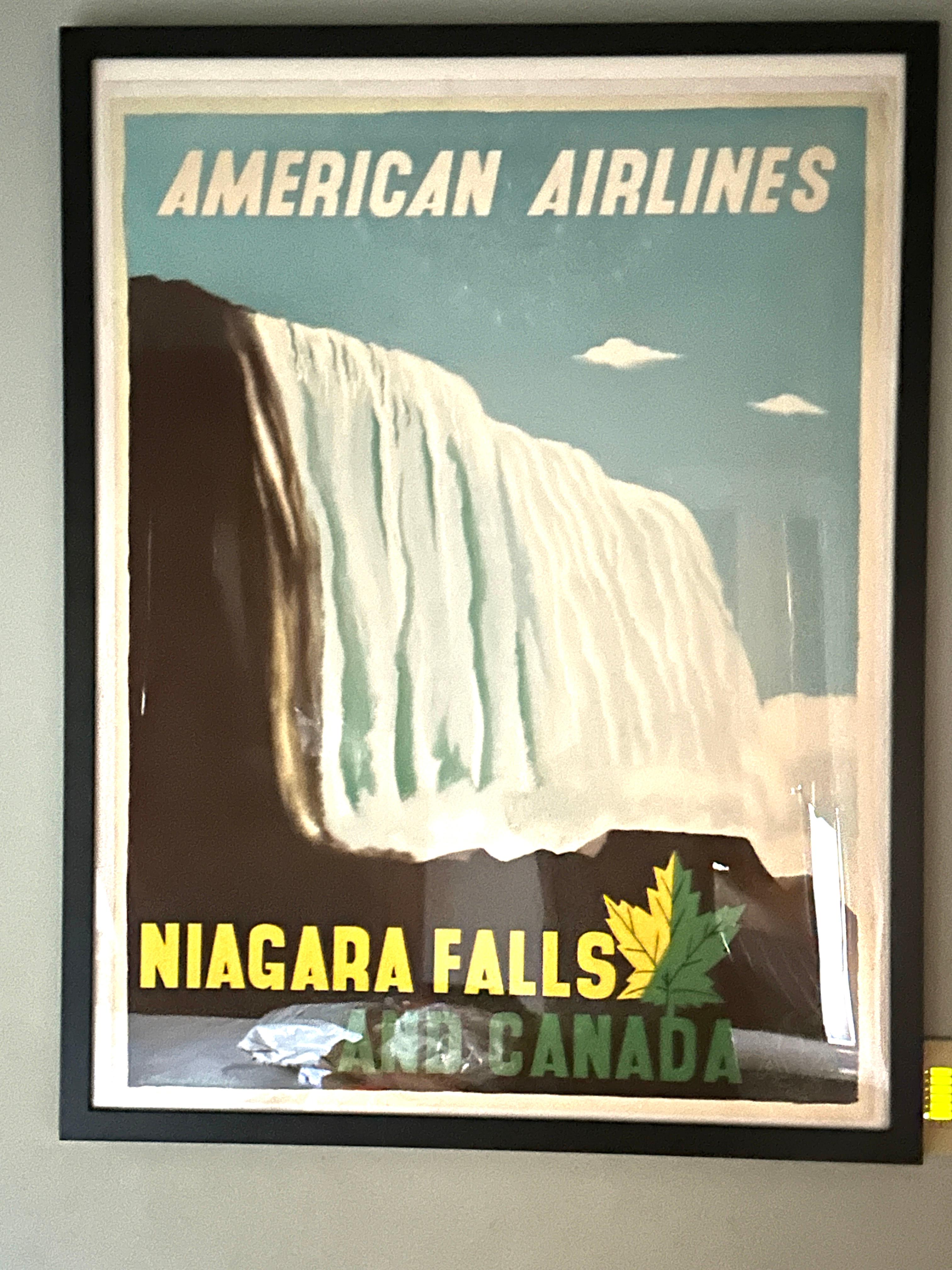 Vintage Poster American Airlines Niagara Falls Edward McKnight Kauffer

Good condition -- see all photos and video. This listing includes the frame (which is new). If you prefer to receive this poster in a tube, we have a separate listing for that. 