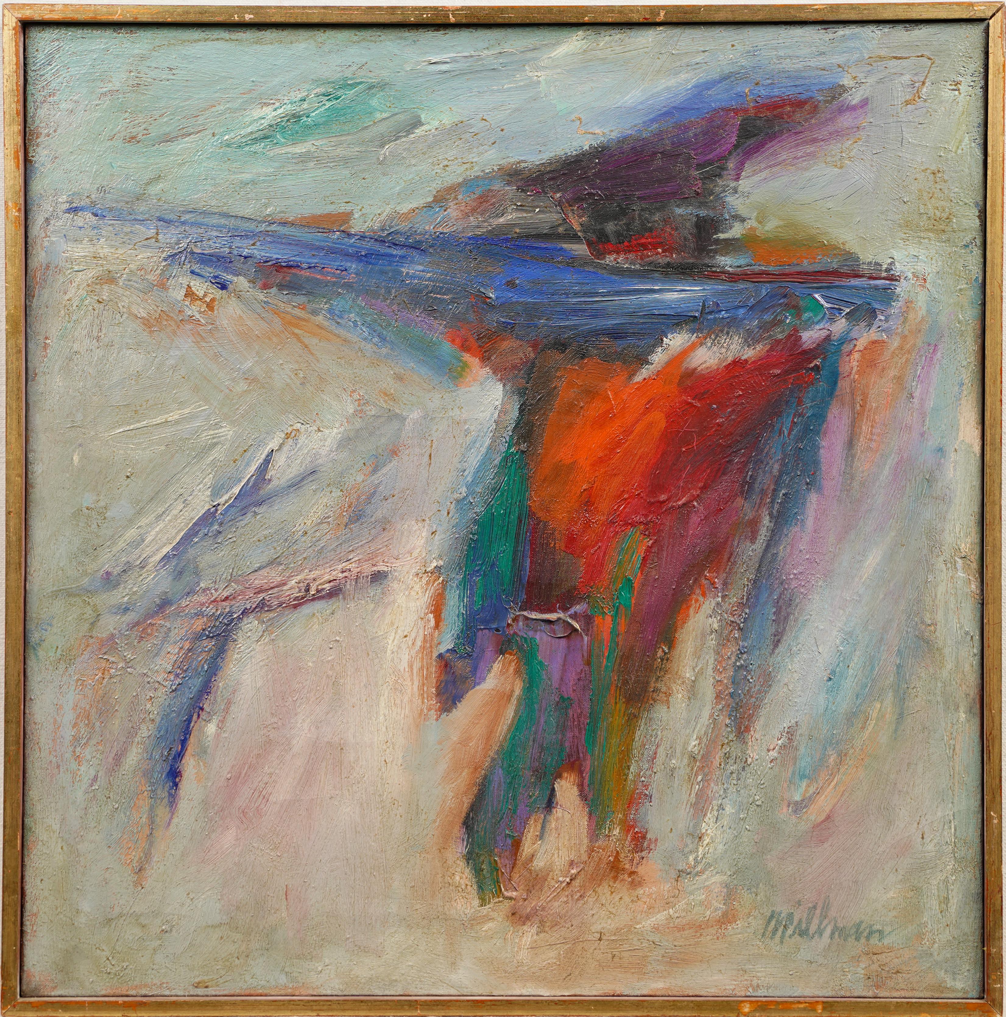 Edward Millman Abstract Painting - Signed Exhibited Early American Modernist Abstract Framed Original Oil Painting