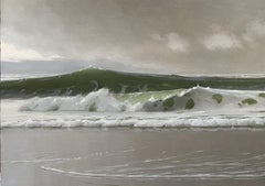 "Succession Study" hyperrealist seascape of Atlantic Ocean breaking on the beach
