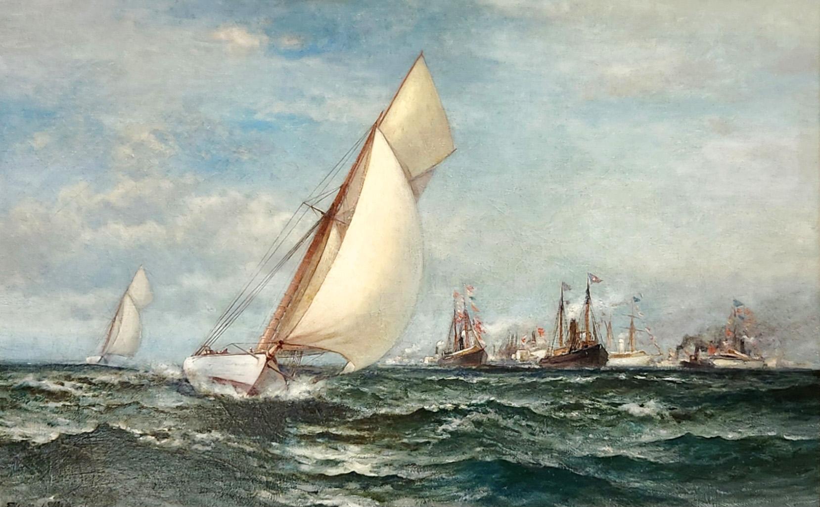 The Winning Yacht - Painting by Edward Moran