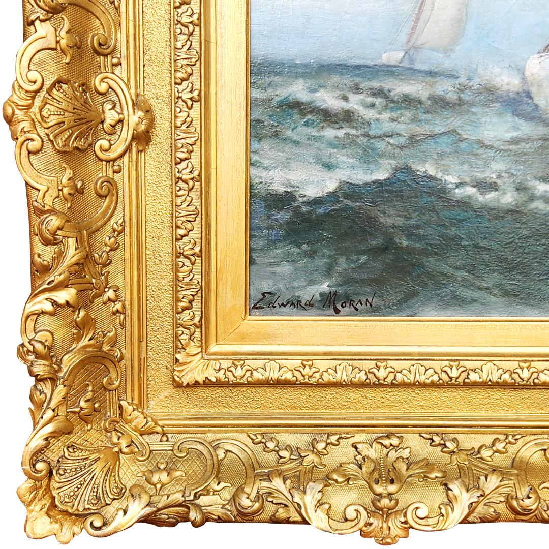 The Winning Yacht - American Realist Painting by Edward Moran