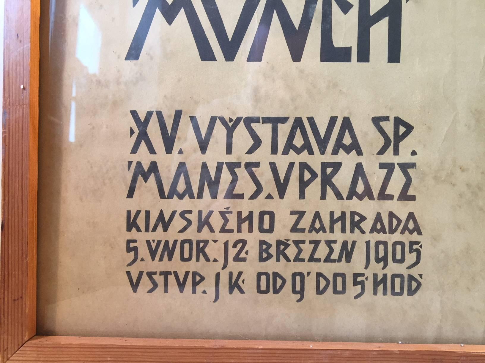 Czech Edward Munch, Antique Exhibition Poster, Prague, 1905