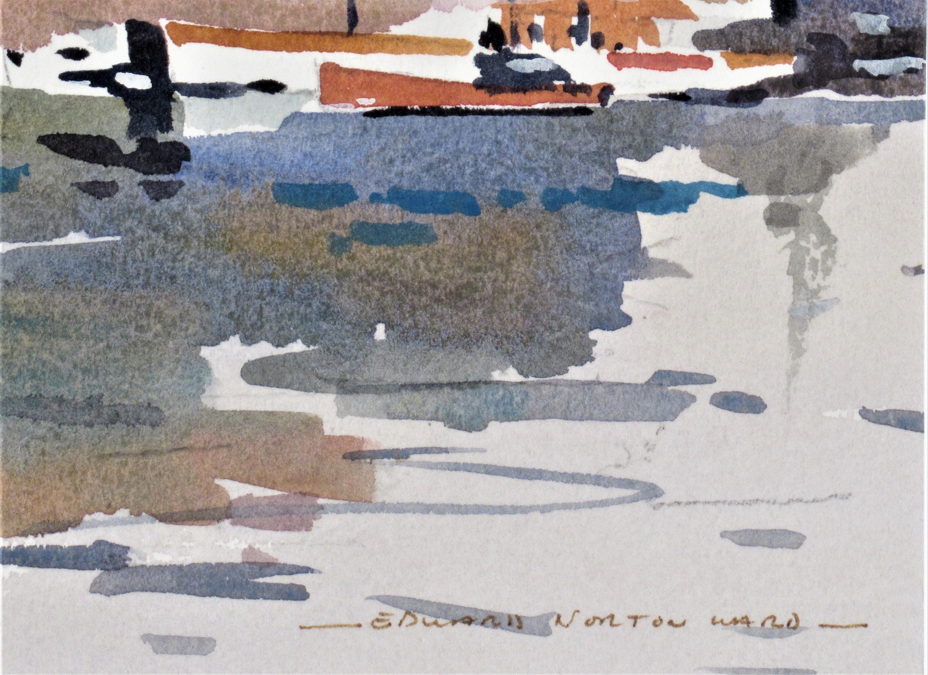 Porto con chiesa - Landscape Painting Grigio di Edward Norton Ward