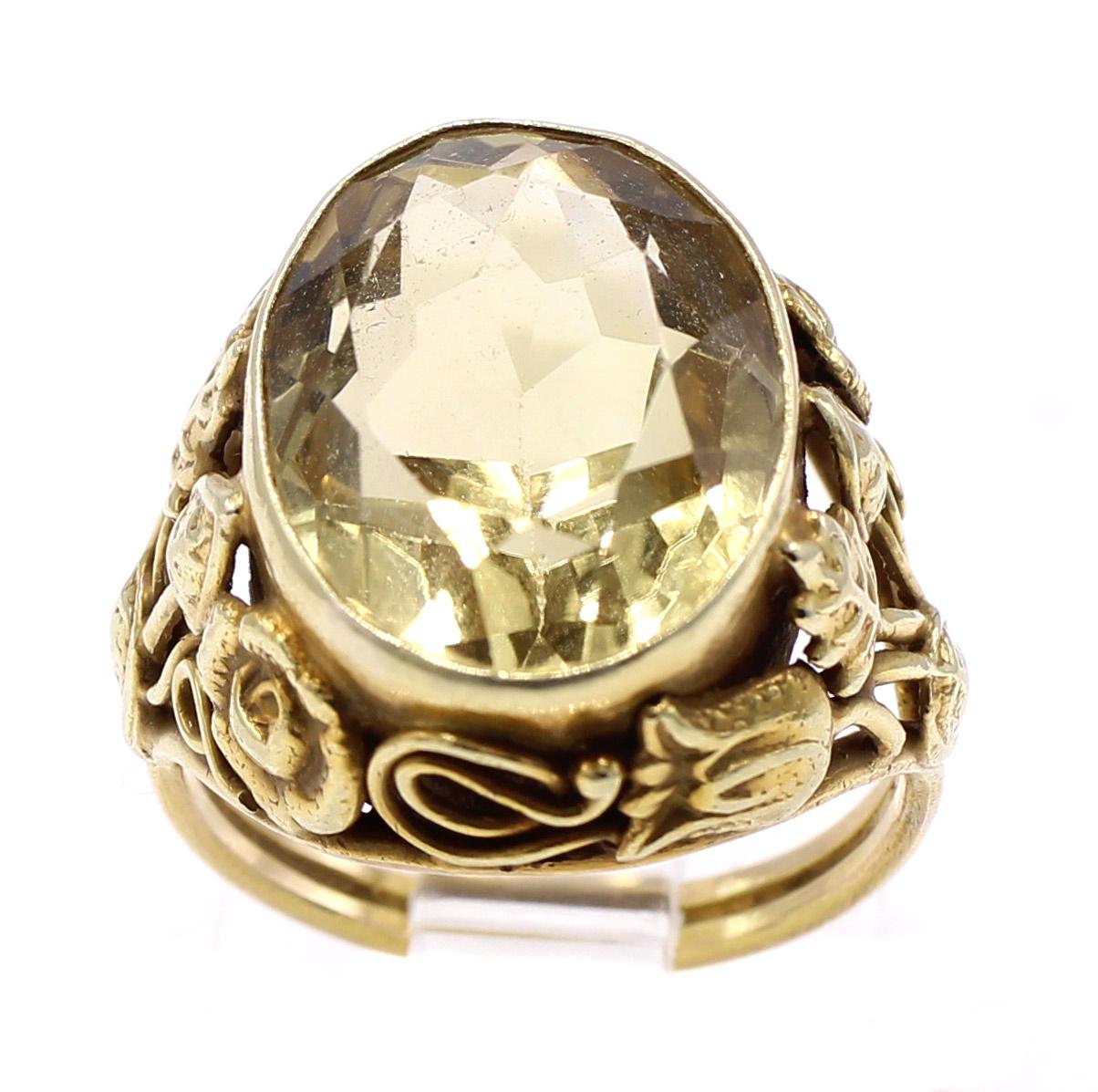 Edward Oakes Arts & Crafts Citrin-Goldring (Arts and Crafts) im Angebot