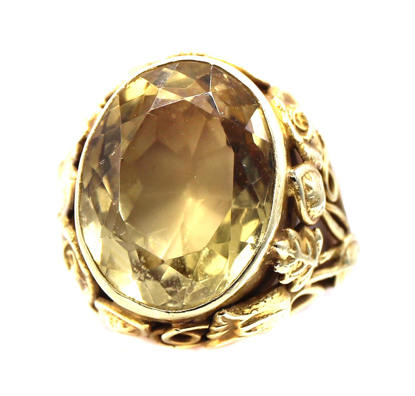 Edward Oakes Arts & Crafts Citrin-Goldring im Zustand „Hervorragend“ im Angebot in New York, NY