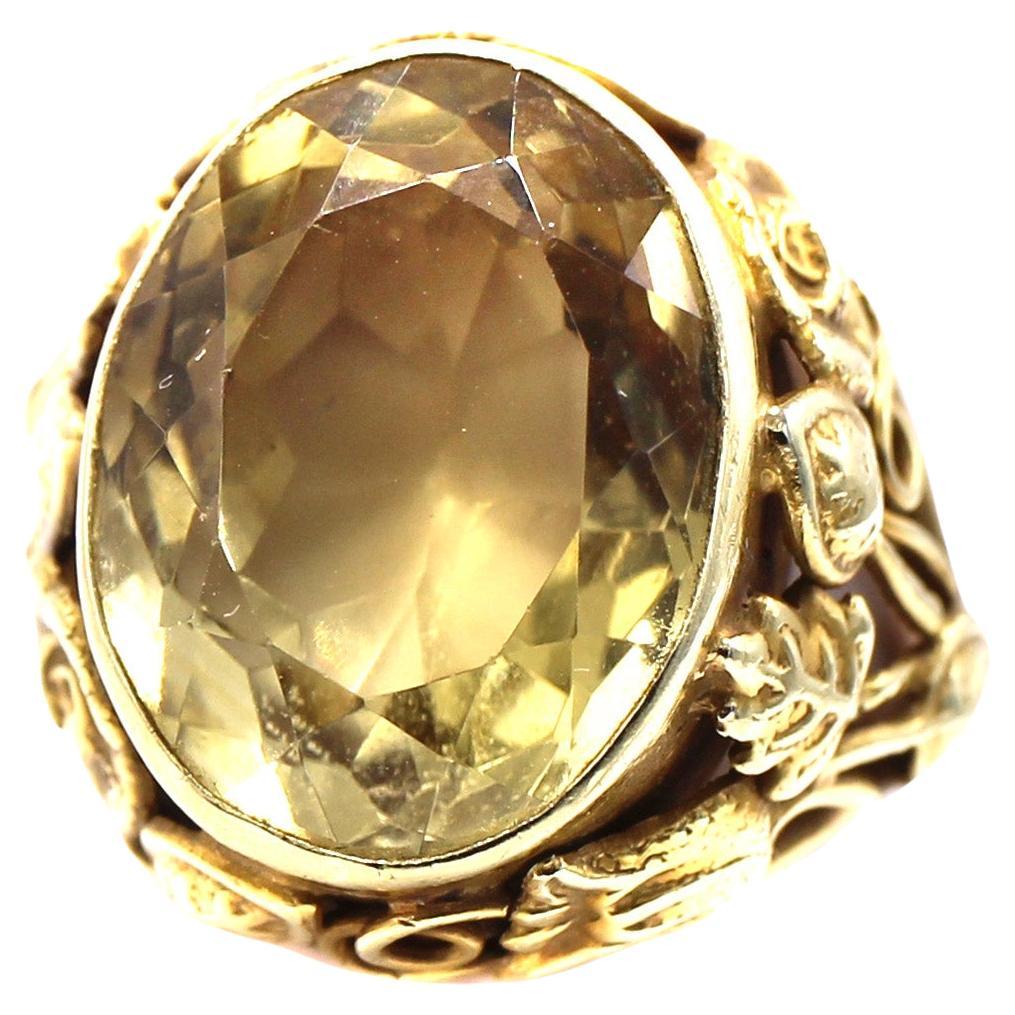 Edward Oakes Arts & Crafts Citrine Gold Ring
