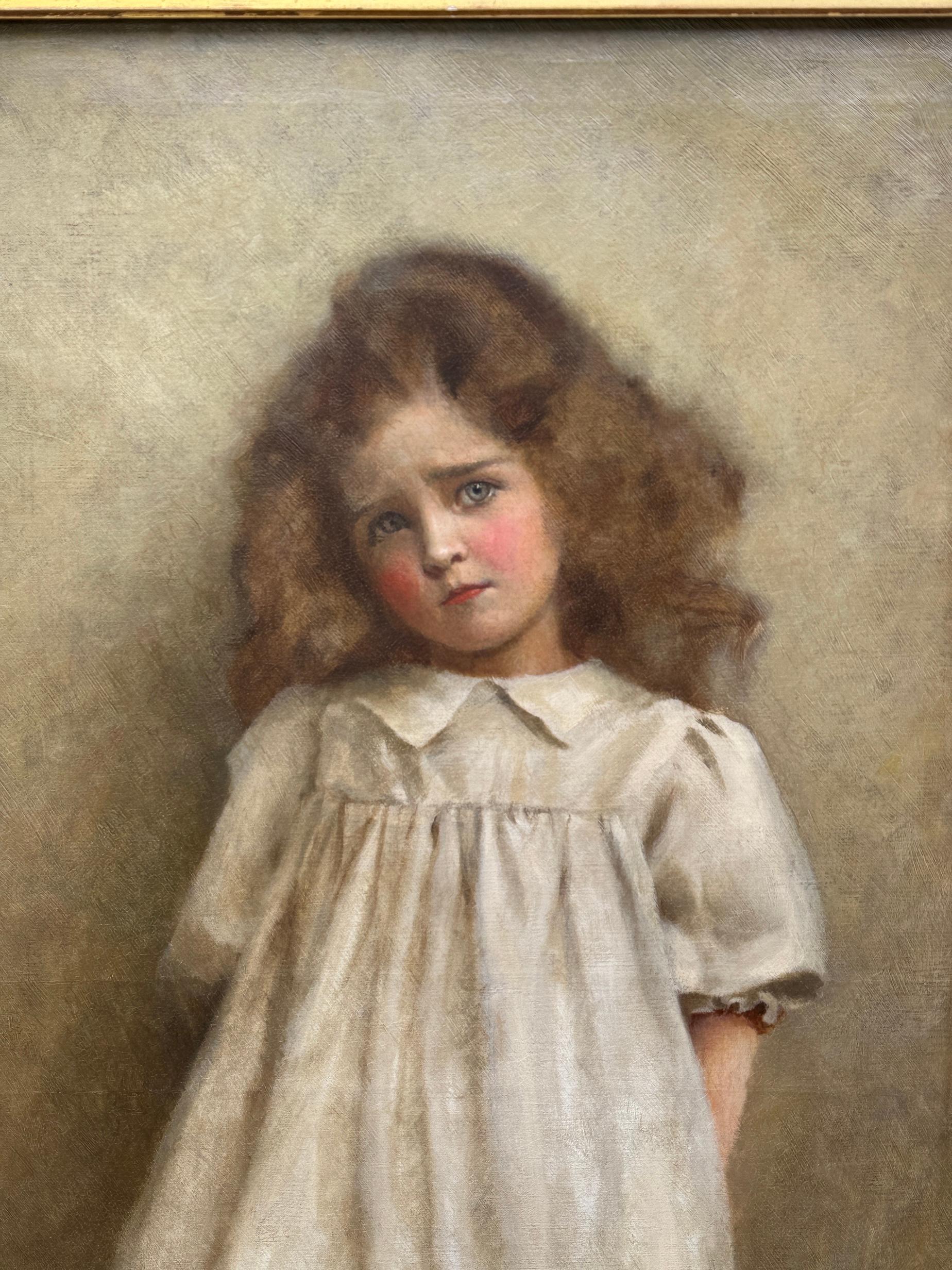 Siglo XIX Victoriano Retrato de una joven titulado 'Im Better Now' (Ahora estoy mejor) - Portrait Painting Marrón de Edward Patry