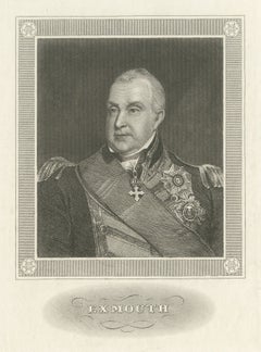 Edward Pellew, British Royal Navy Admiral, Antique Engraved Portrait