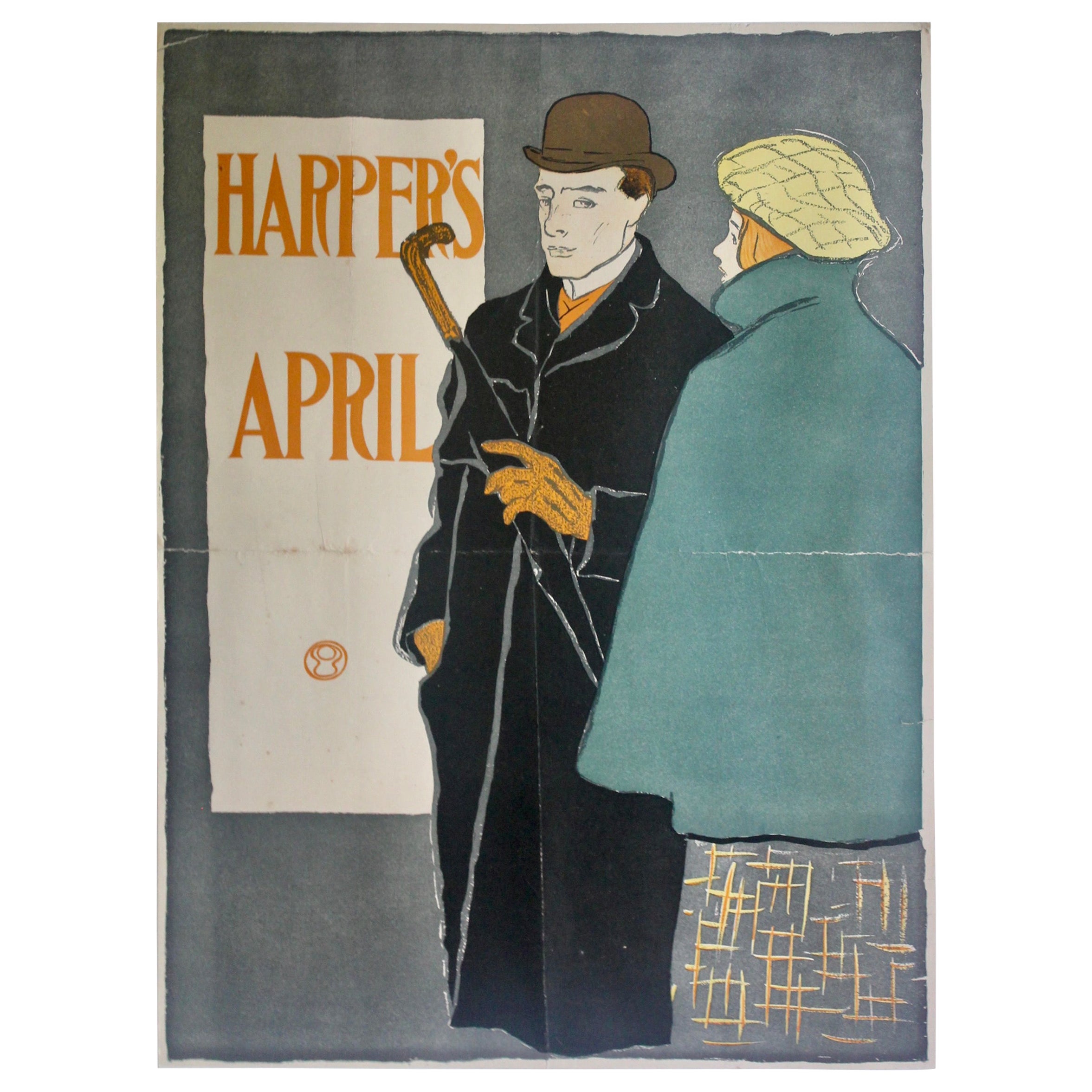 Edward Penfield Harper's Aprile 1896 Poster litografico in pietra