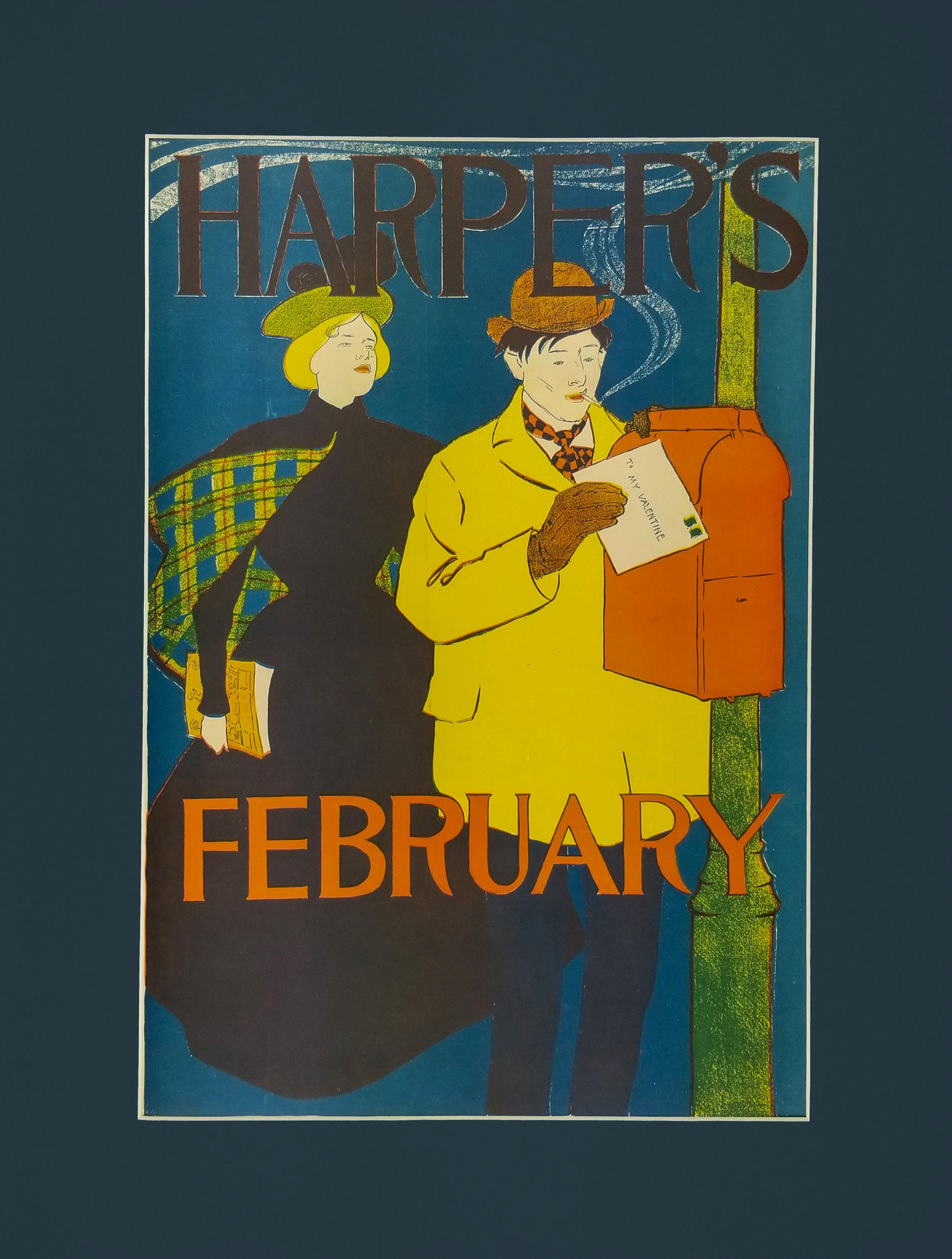 Edward Penfield Print - "To My Valentine"  Harper's February (1895) 