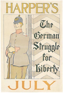 Antique Harper's July,  The German Struggle for Liberty original art nouveau poster