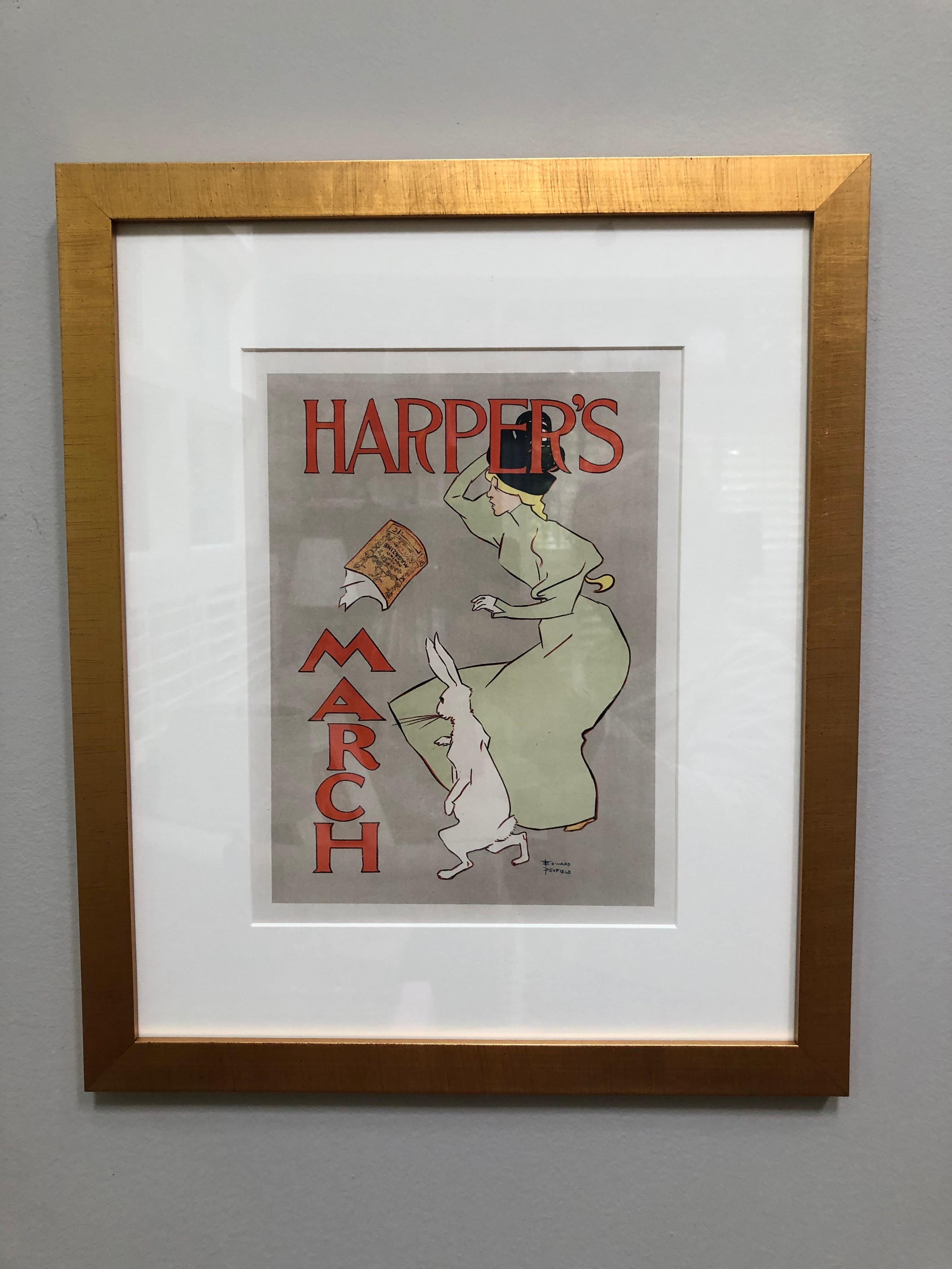 Edward Penfield Figurative Print - Harpers Magazine "March Hare" Maitres de l'Affiche