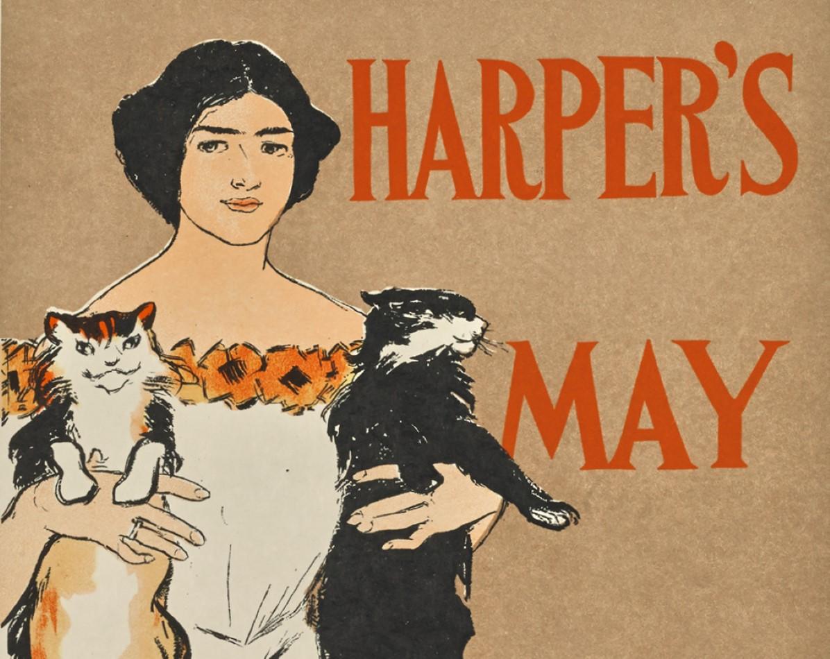 Harper's May (Tafel 115) ist eine Lithografie des Plakats von Edward Penfield aus dem Jahr 1898, gedruckt in der Imprimerie Chaix von Jules Chéret und Teil der berühmten Sammlung von Plakaten der Belle Époque 