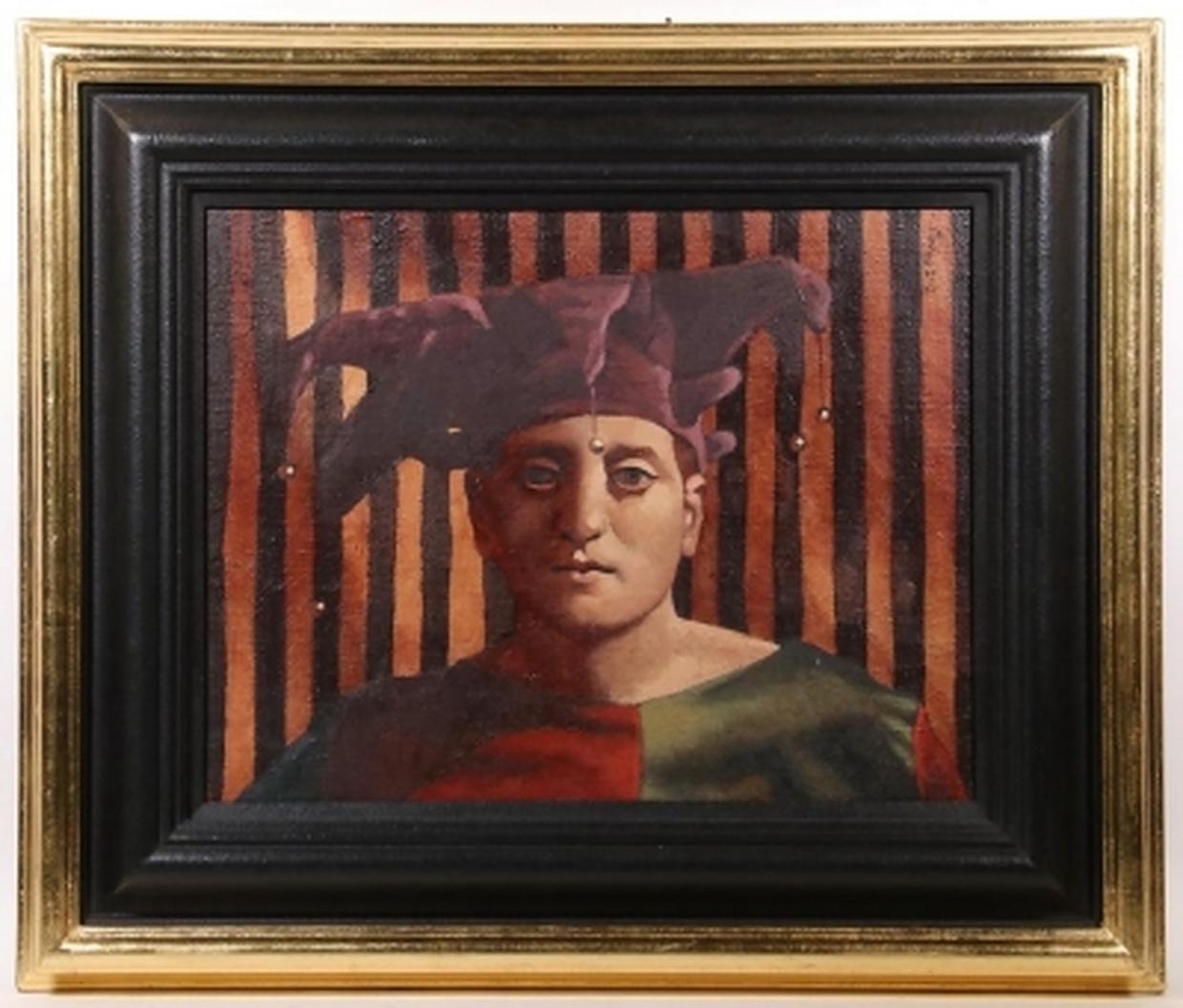 Edward Povey Portrait Painting -  Insight, bust portrait of a Jester, 2002 