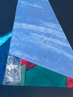 "Waves and Sails" 2020, Acrylic and Collage on Paper, Abstract, Unframed