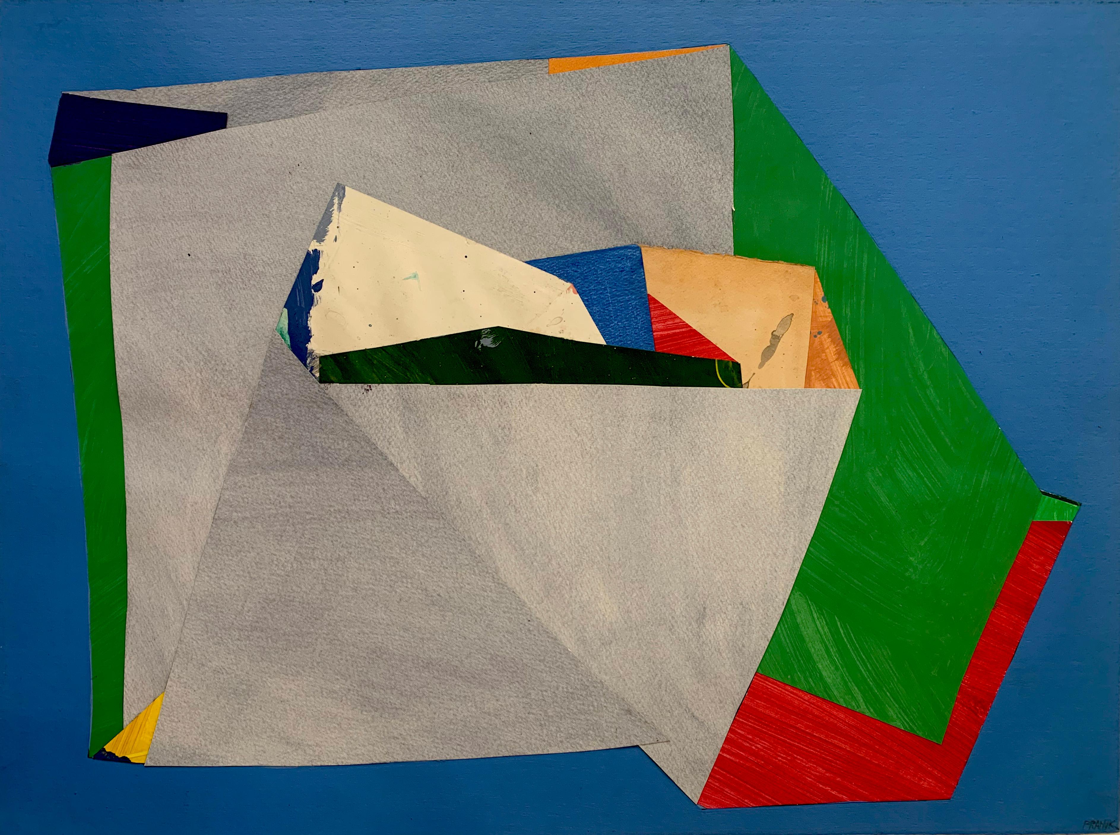 Edward Pramuk Abstract Painting - "Holding Pattern" 1975, Mixed Media and Rag Paper Collage on Paper, Abstract