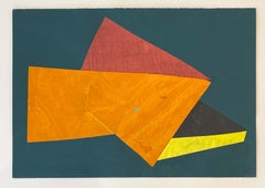 "Plow" 1977, Acrylic and Collage on Paper, Abstract, Unframed