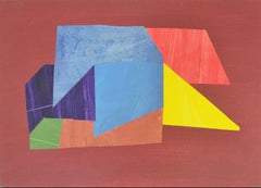"Shelter with Yellow" 1978, Mixed Media and Rag Paper Collage on Paper, Abstract
