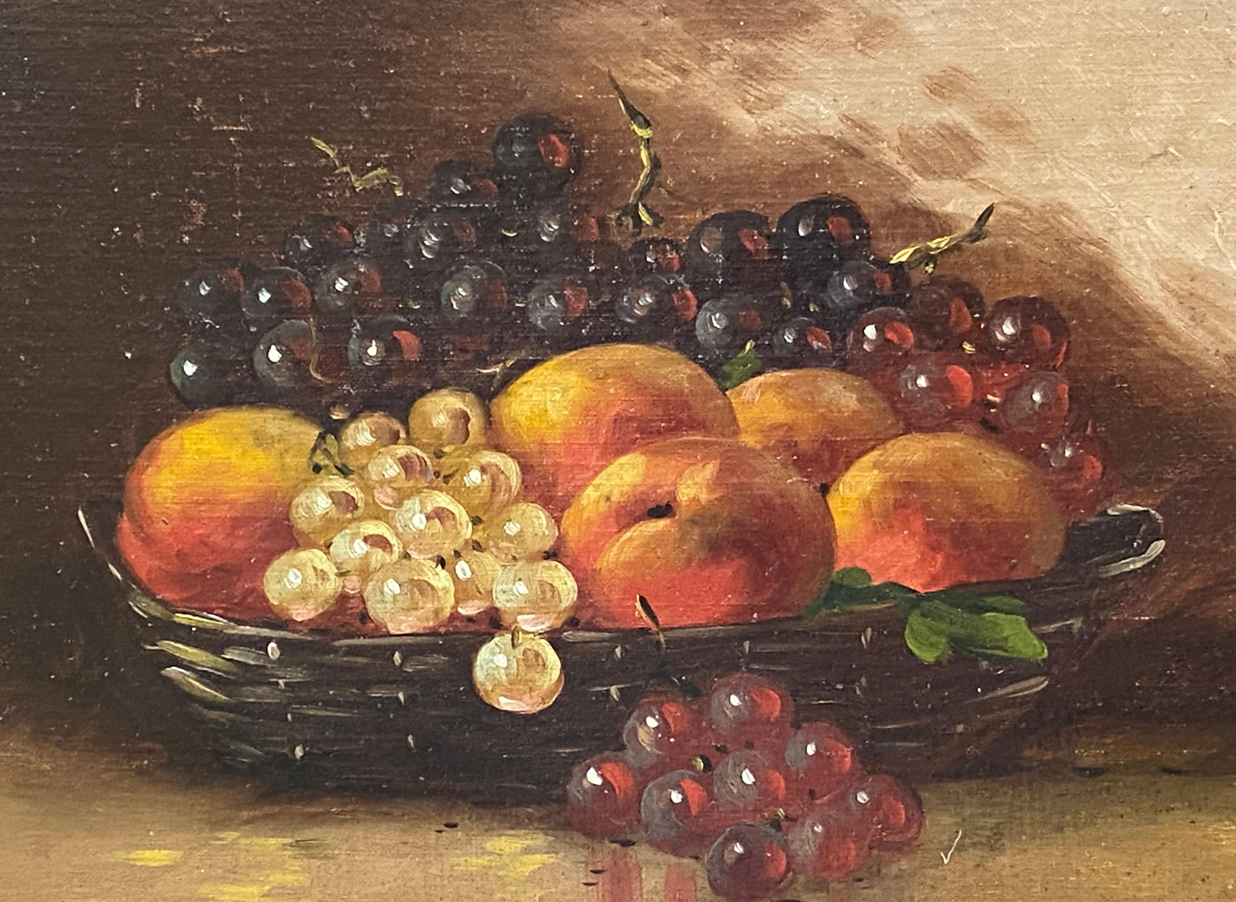 still life with apples and peaches