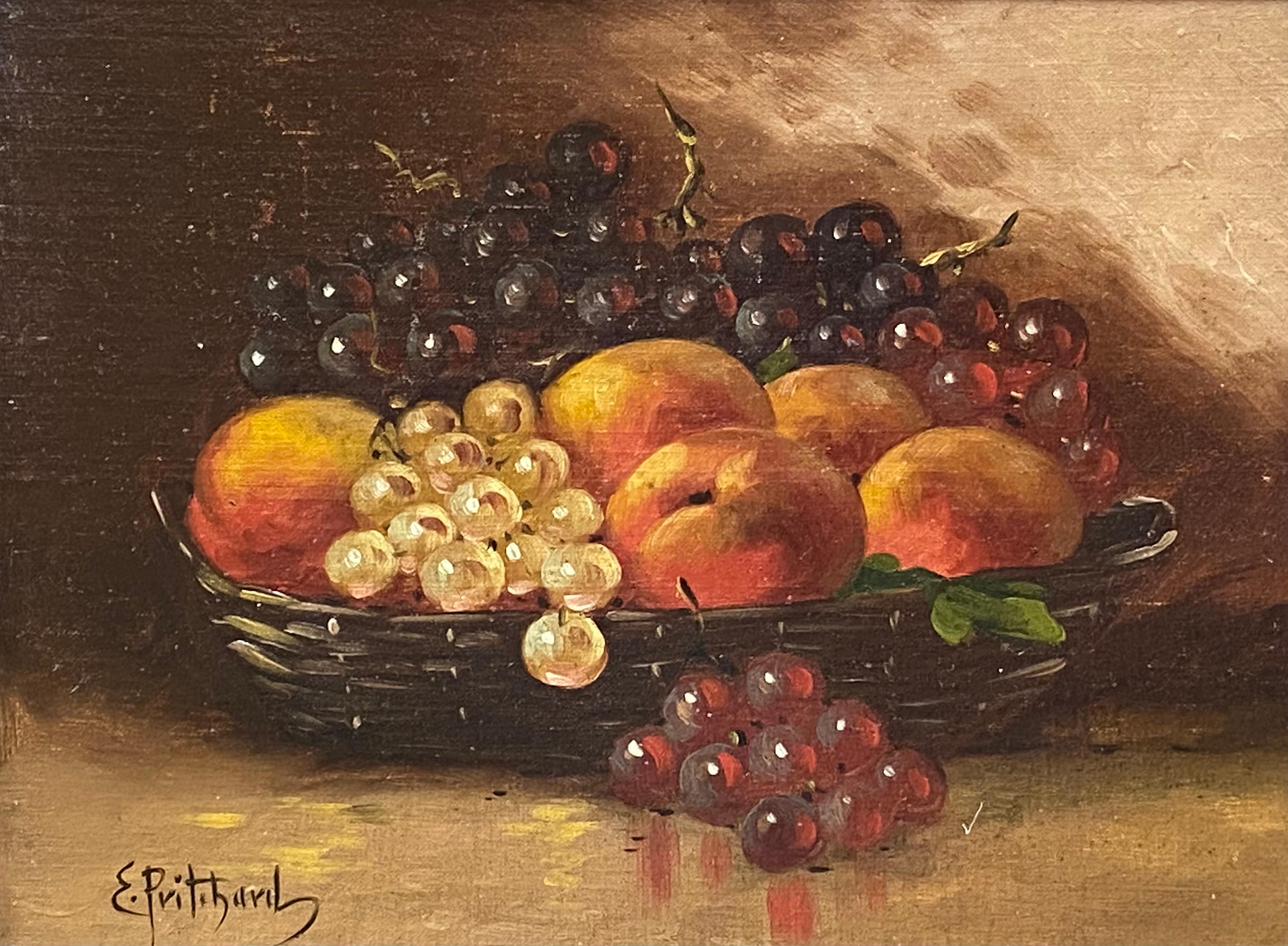 Edward Pritchard Still-Life Painting - “Still Life with Grapes and Peaches”